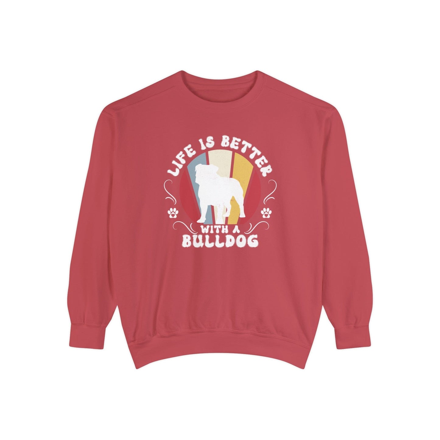 Life is Better With a Bulldog - Premium Sweatshirt Sweatshirt Crimson / S