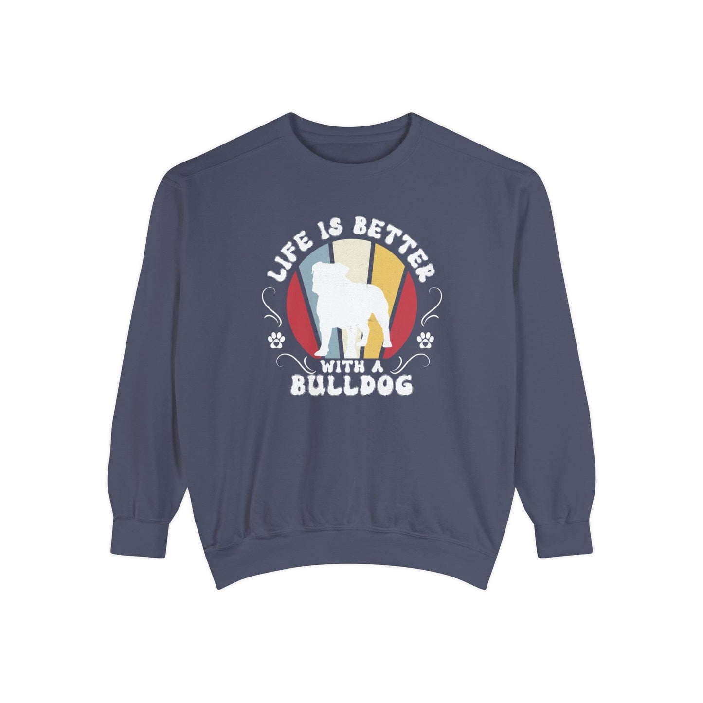 Life is Better With a Bulldog - Premium Sweatshirt Sweatshirt Denim / S