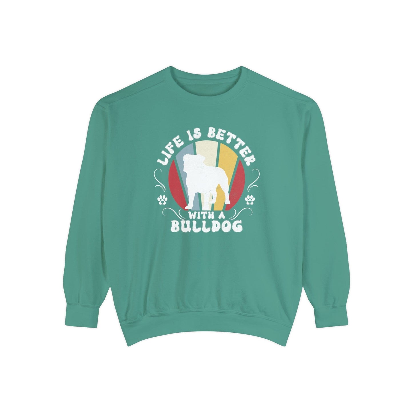 Life is Better With a Bulldog - Premium Sweatshirt Sweatshirt Light Green / S
