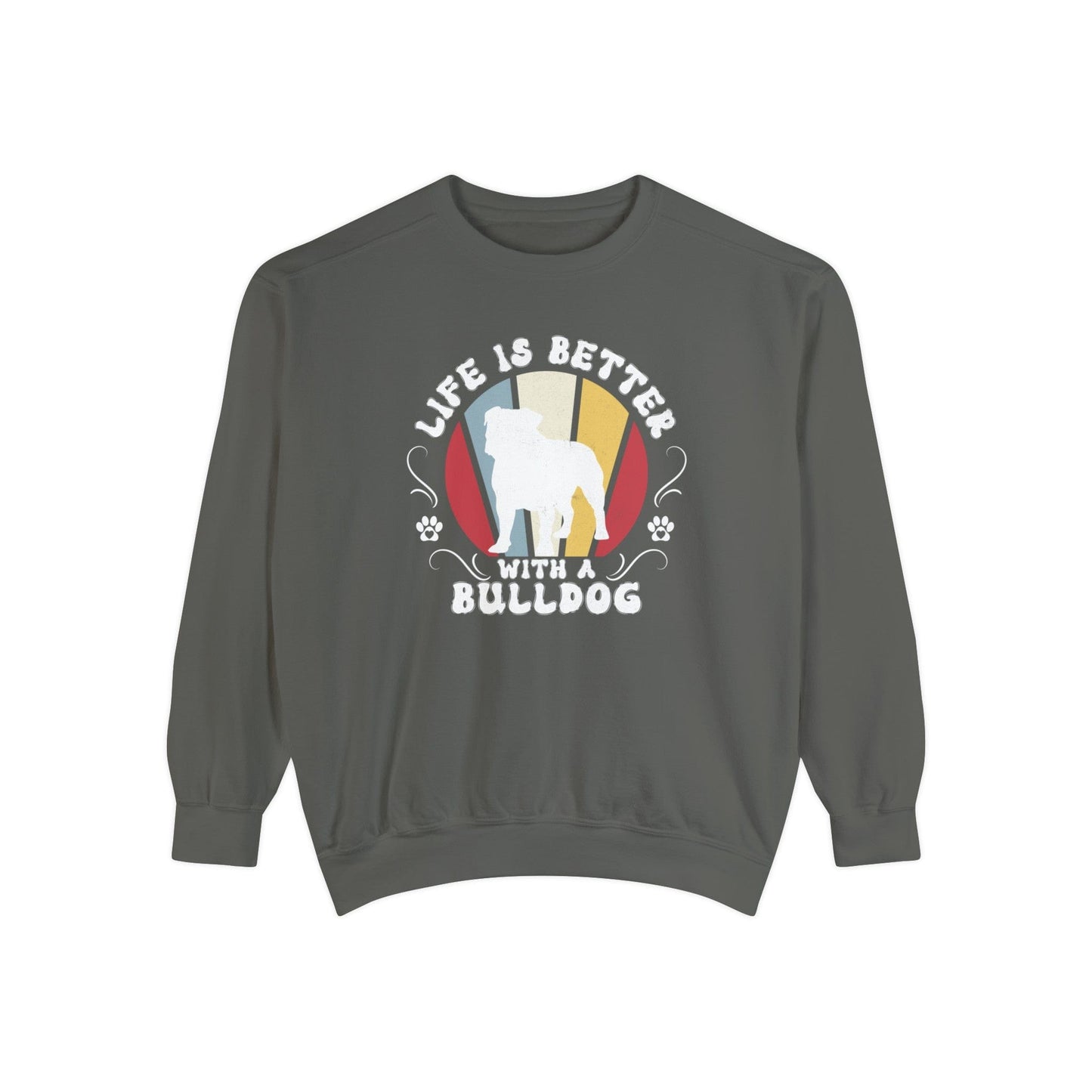 Life is Better With a Bulldog - Premium Sweatshirt Sweatshirt Pepper / S