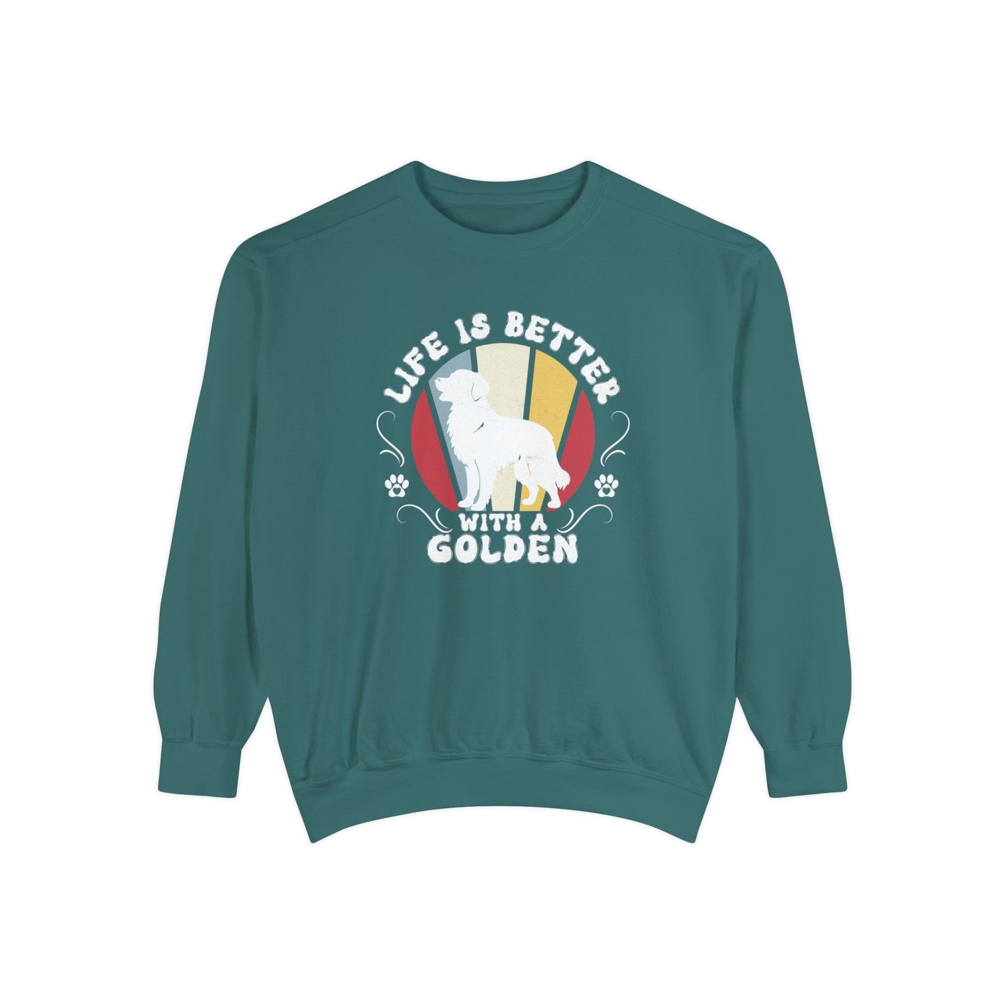 Life is Better With a Golden Retriever - Premium Sweatshirt Sweatshirt Blue Spruce / S