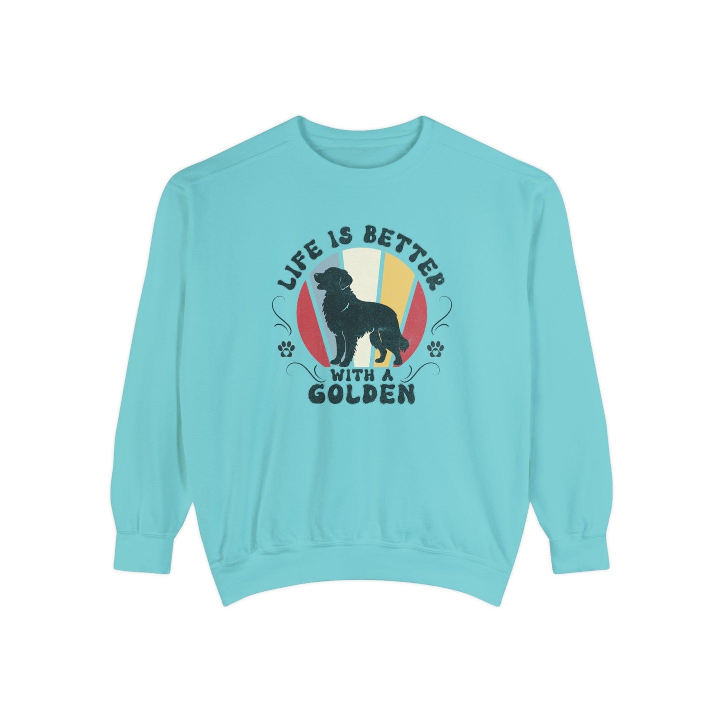 Life is Better With a Golden Retriever - Premium Sweatshirt Sweatshirt Chalky Mint / S