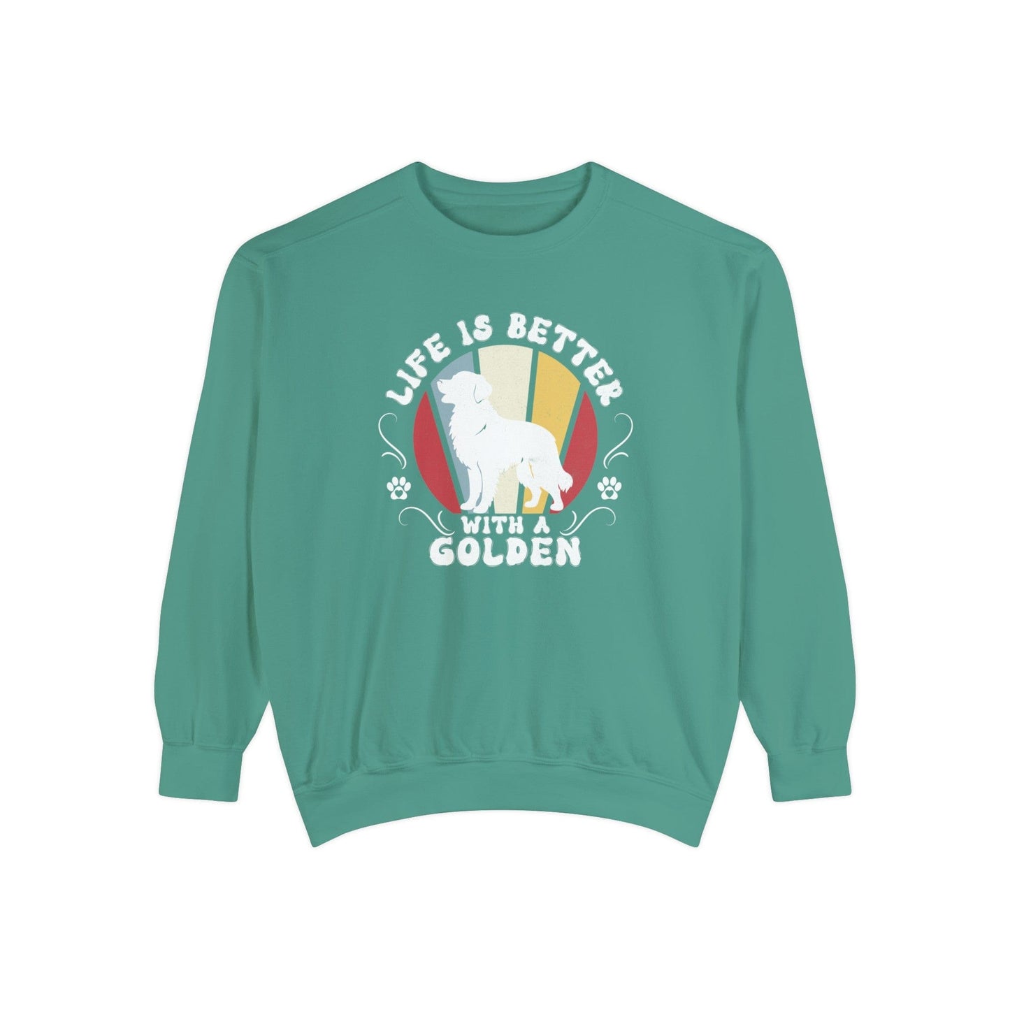 Life is Better With a Golden Retriever - Premium Sweatshirt Sweatshirt Light Green / S