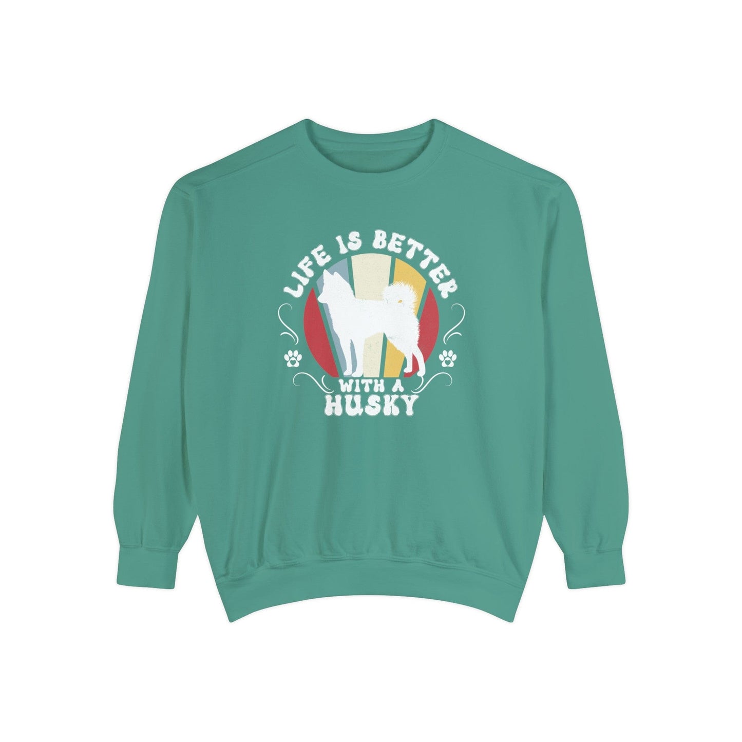 Life is Better With a Husky - Premium Sweatshirt Sweatshirt Light Green / S