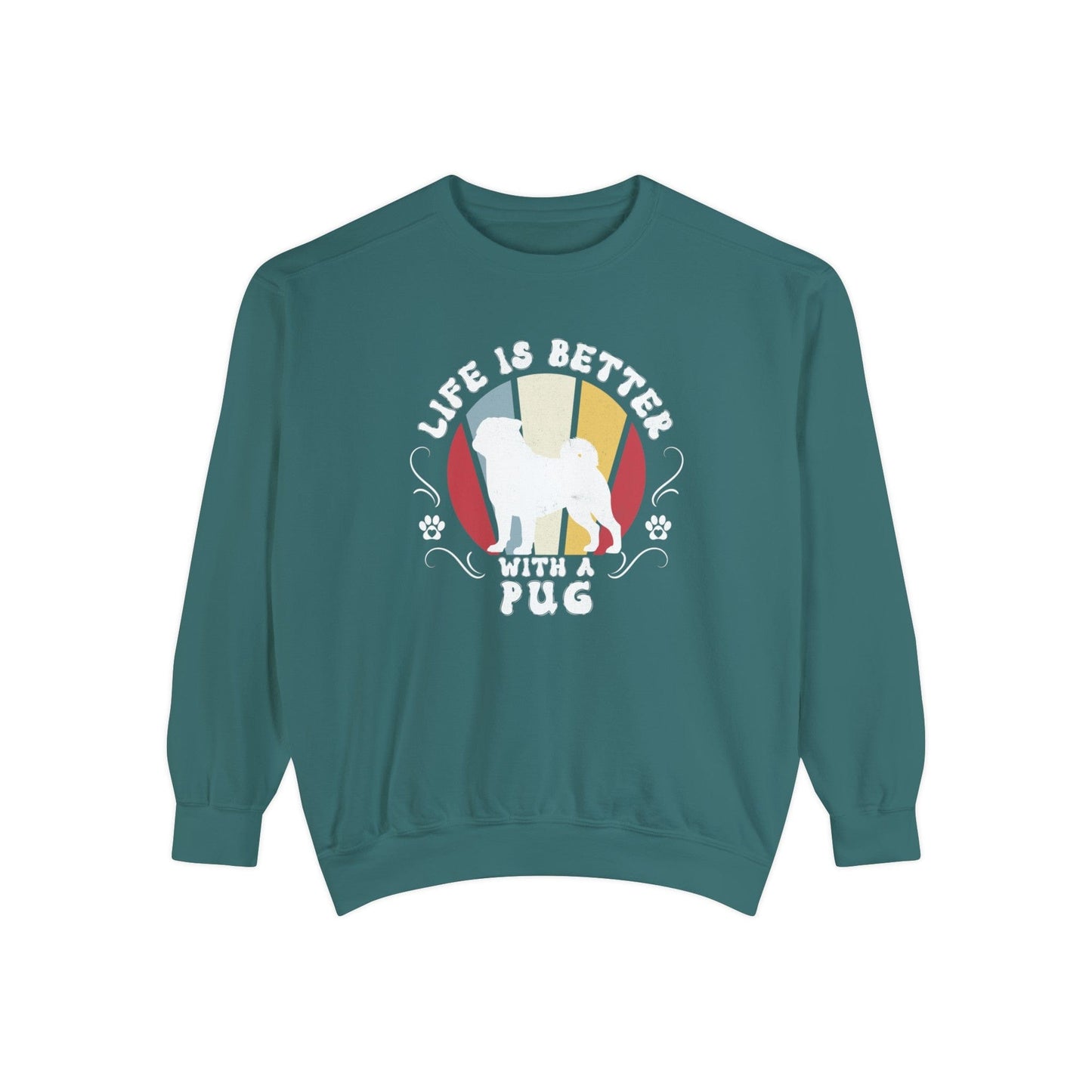 Life is Better With a Pug - Premium Sweatshirt Sweatshirt Blue Spruce / S