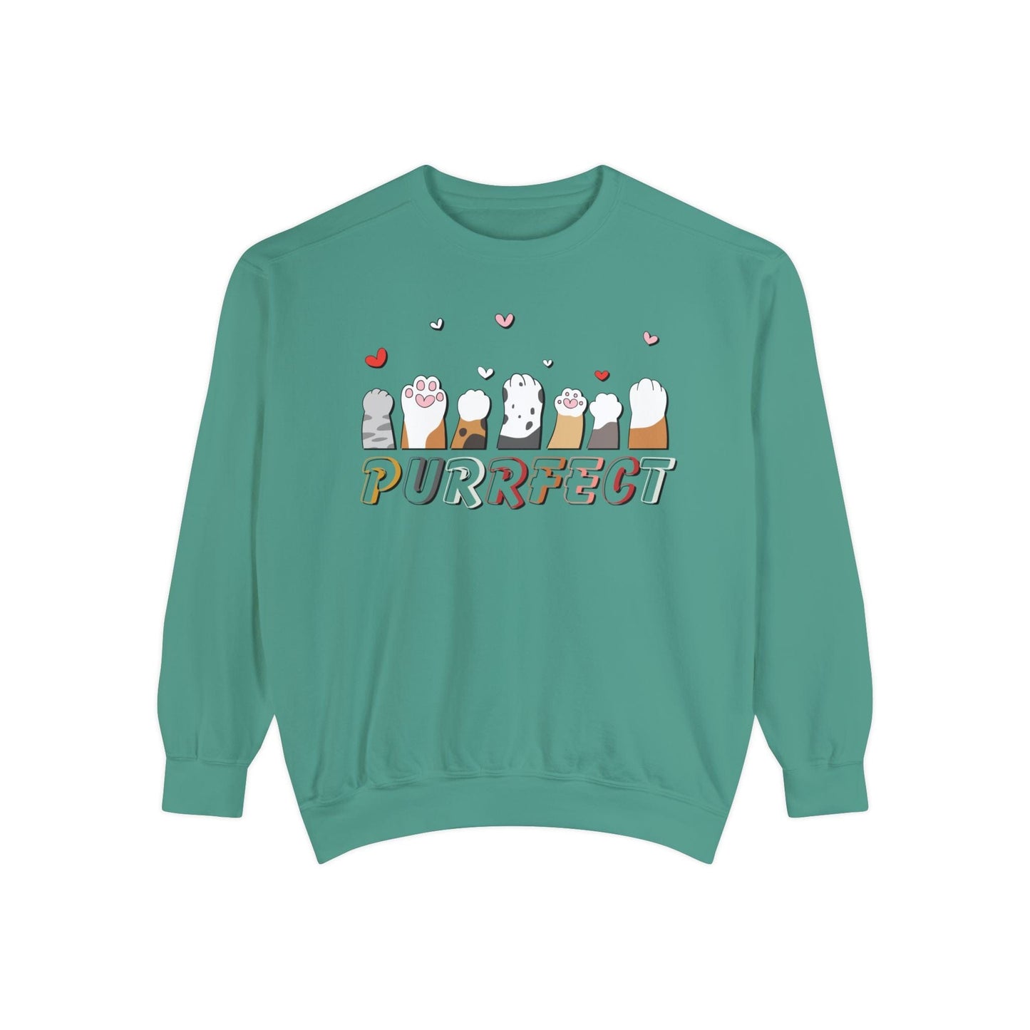 Purrfect Cat Lover Sweatshirt Sweatshirt Light Green / S