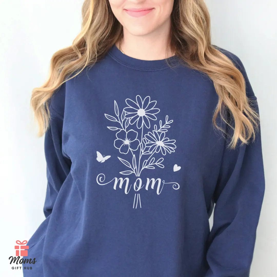 Minimalist Mom Floral Outline - Premium Sweatshirt Sweatshirt