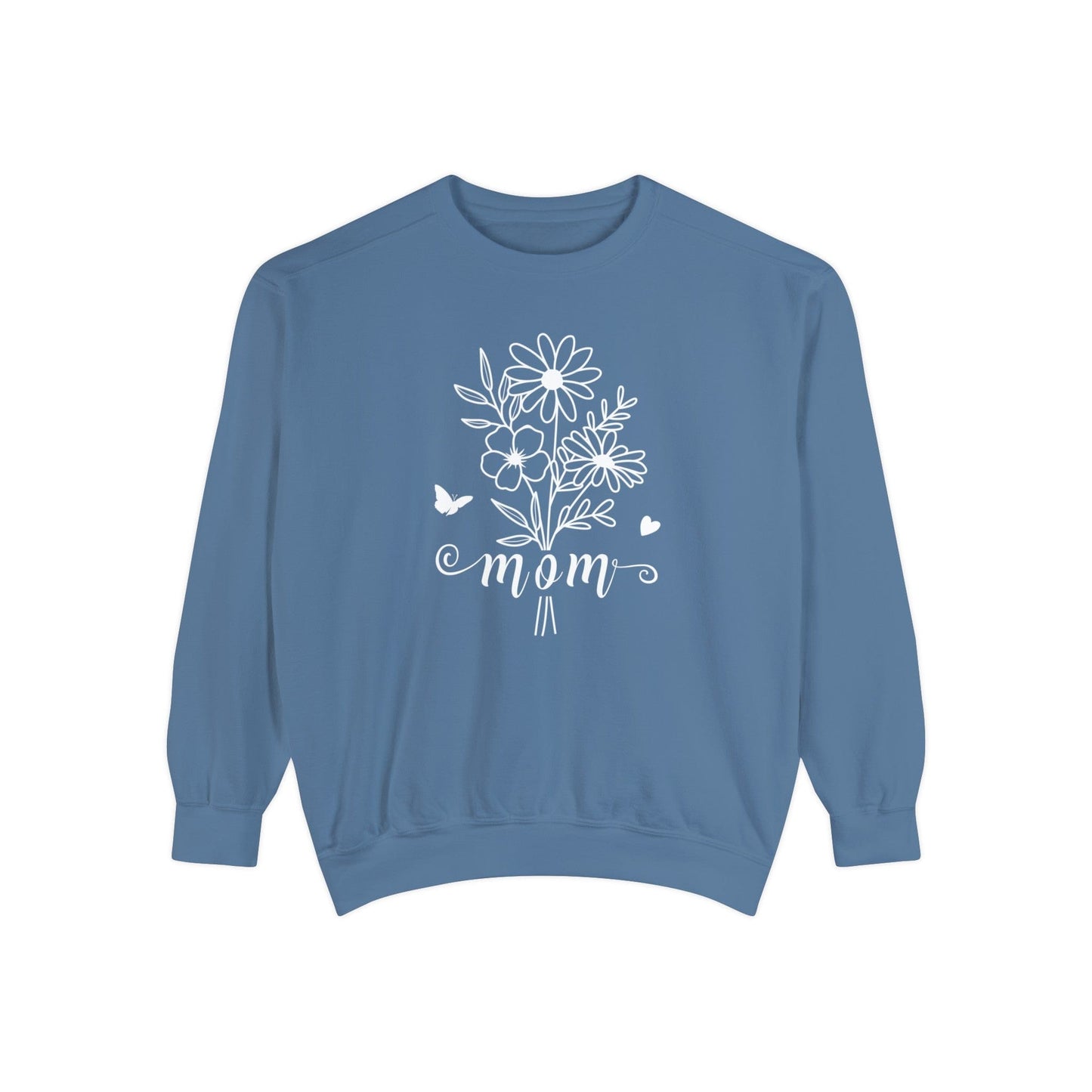 Minimalist Mom Floral Outline - Premium Sweatshirt Sweatshirt Blue Jean / S