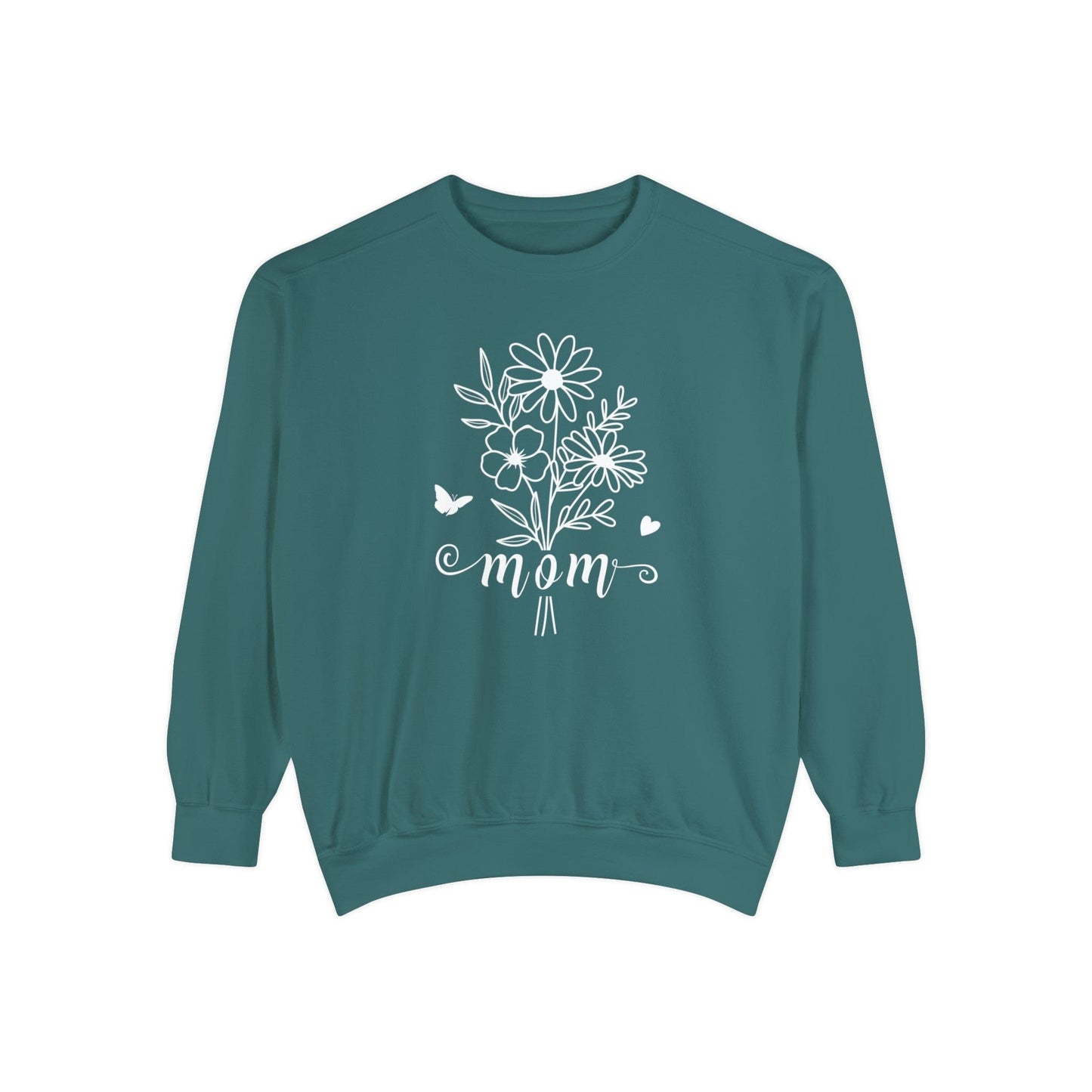 Minimalist Mom Floral Outline - Premium Sweatshirt Sweatshirt Blue Spruce / S