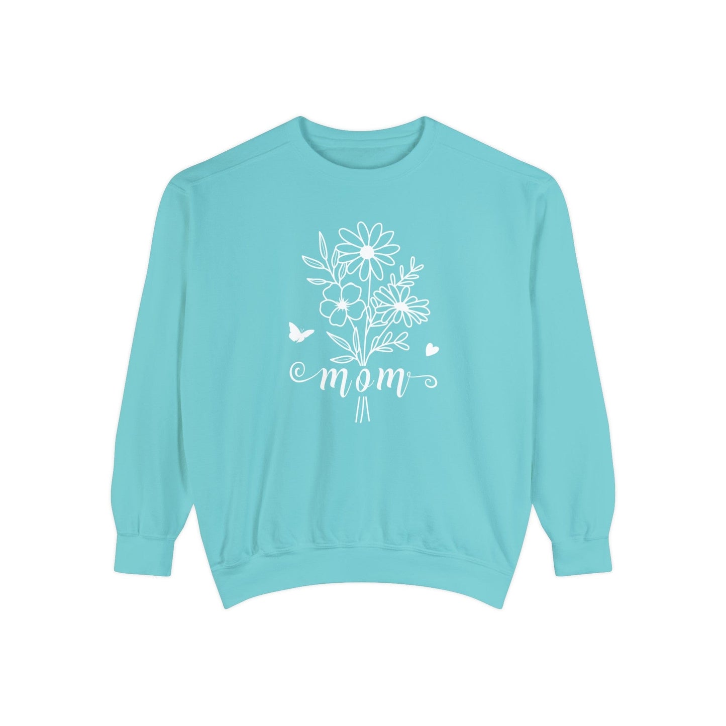 Minimalist Mom Floral Outline - Premium Sweatshirt Sweatshirt Chalky Mint / S