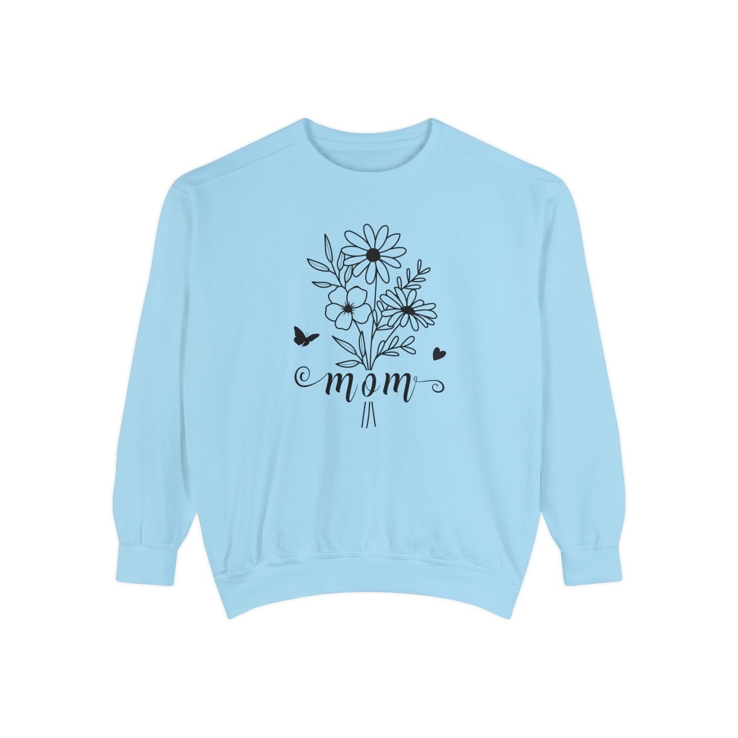 Minimalist Mom Floral Outline - Premium Sweatshirt Sweatshirt Chambray / S