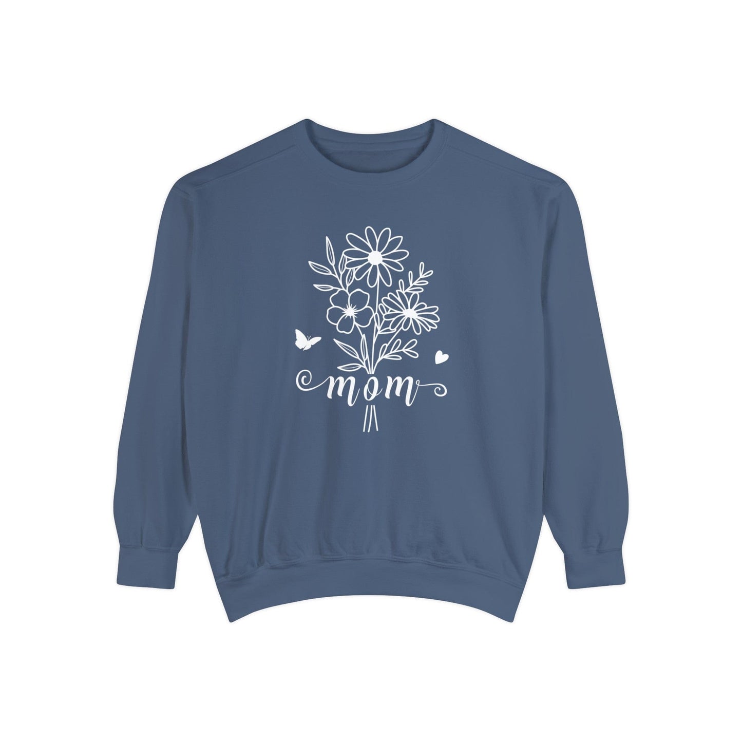 Minimalist Mom Floral Outline - Premium Sweatshirt Sweatshirt Denim / S