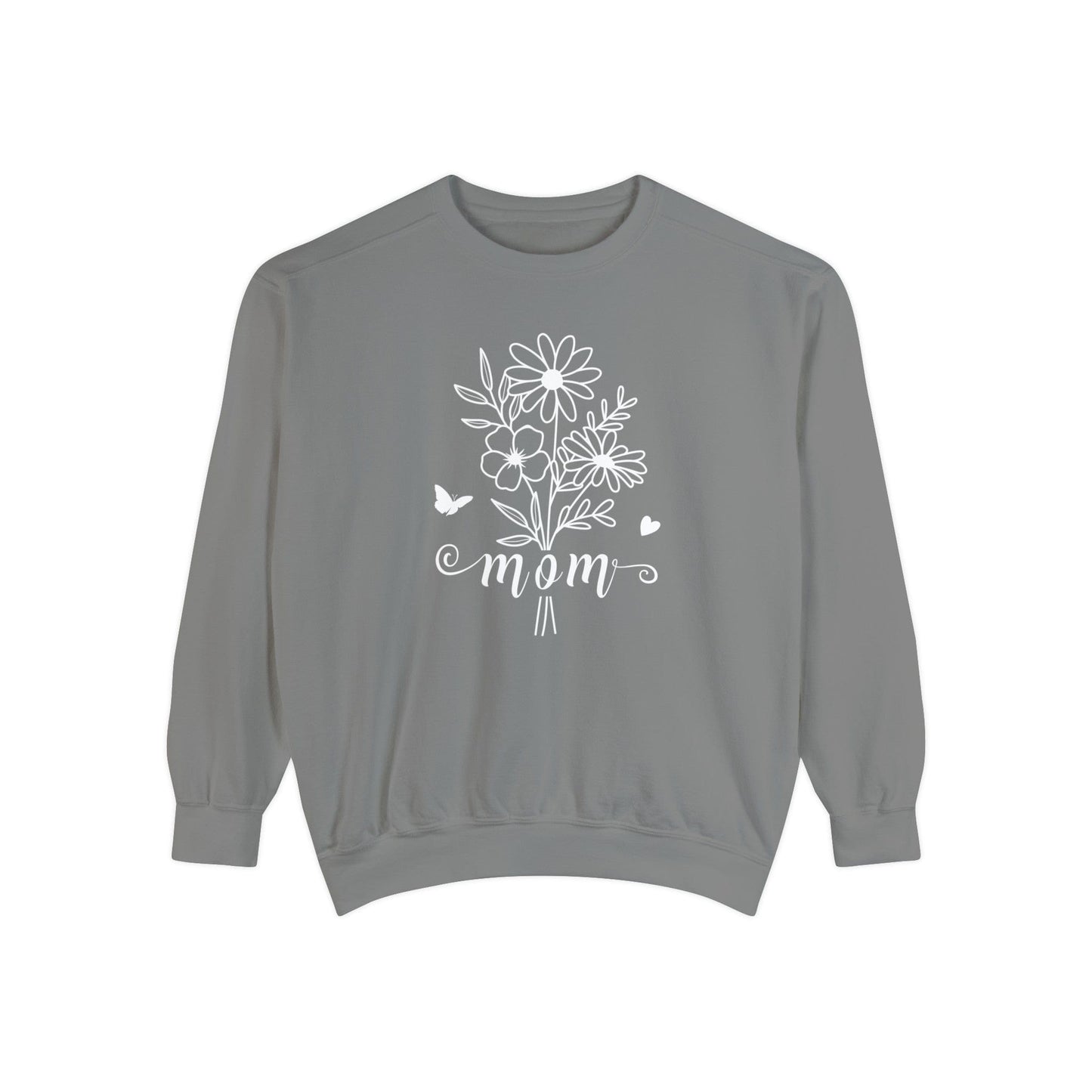 Minimalist Mom Floral Outline - Premium Sweatshirt Sweatshirt Grey / S