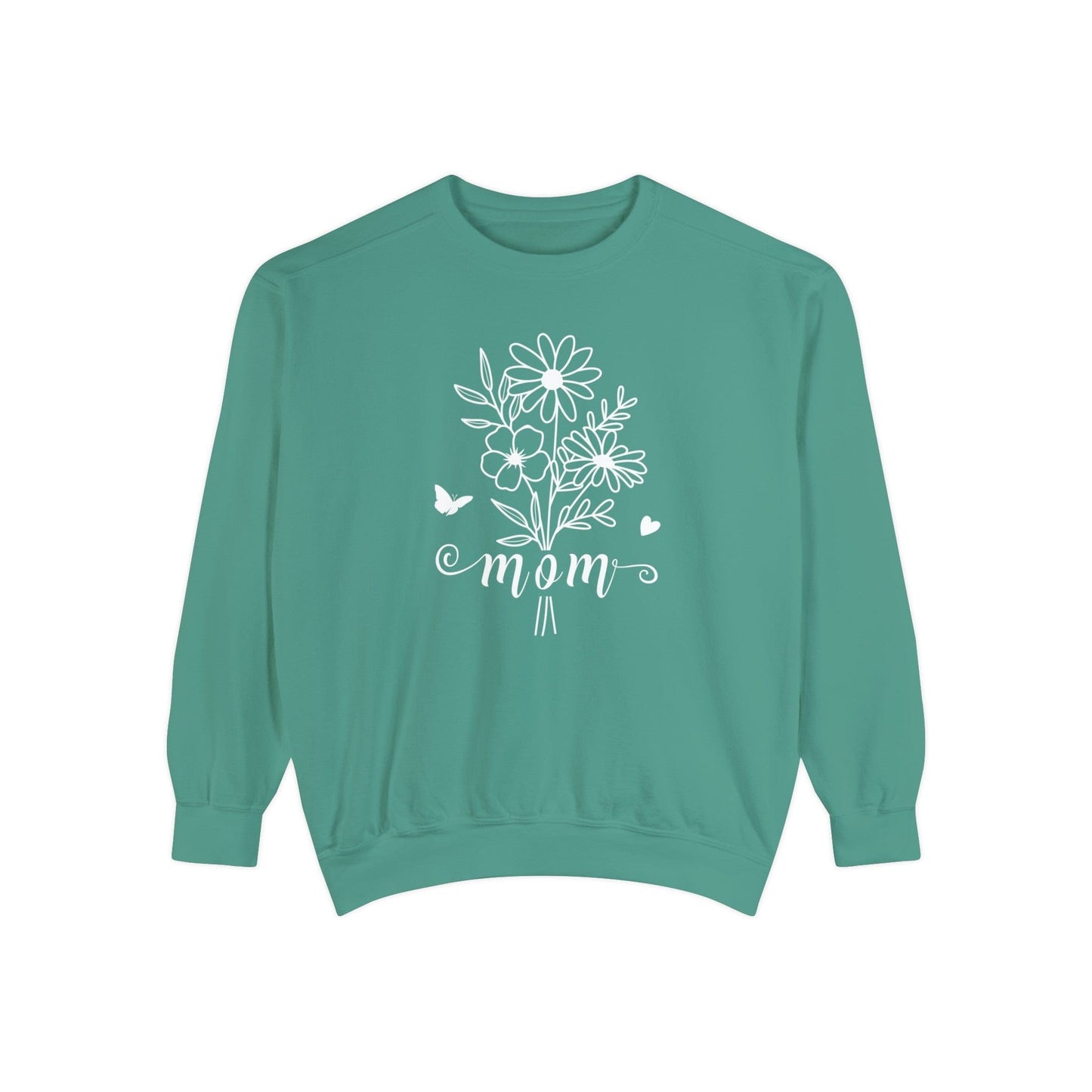 Minimalist Mom Floral Outline - Premium Sweatshirt Sweatshirt Light Green / S