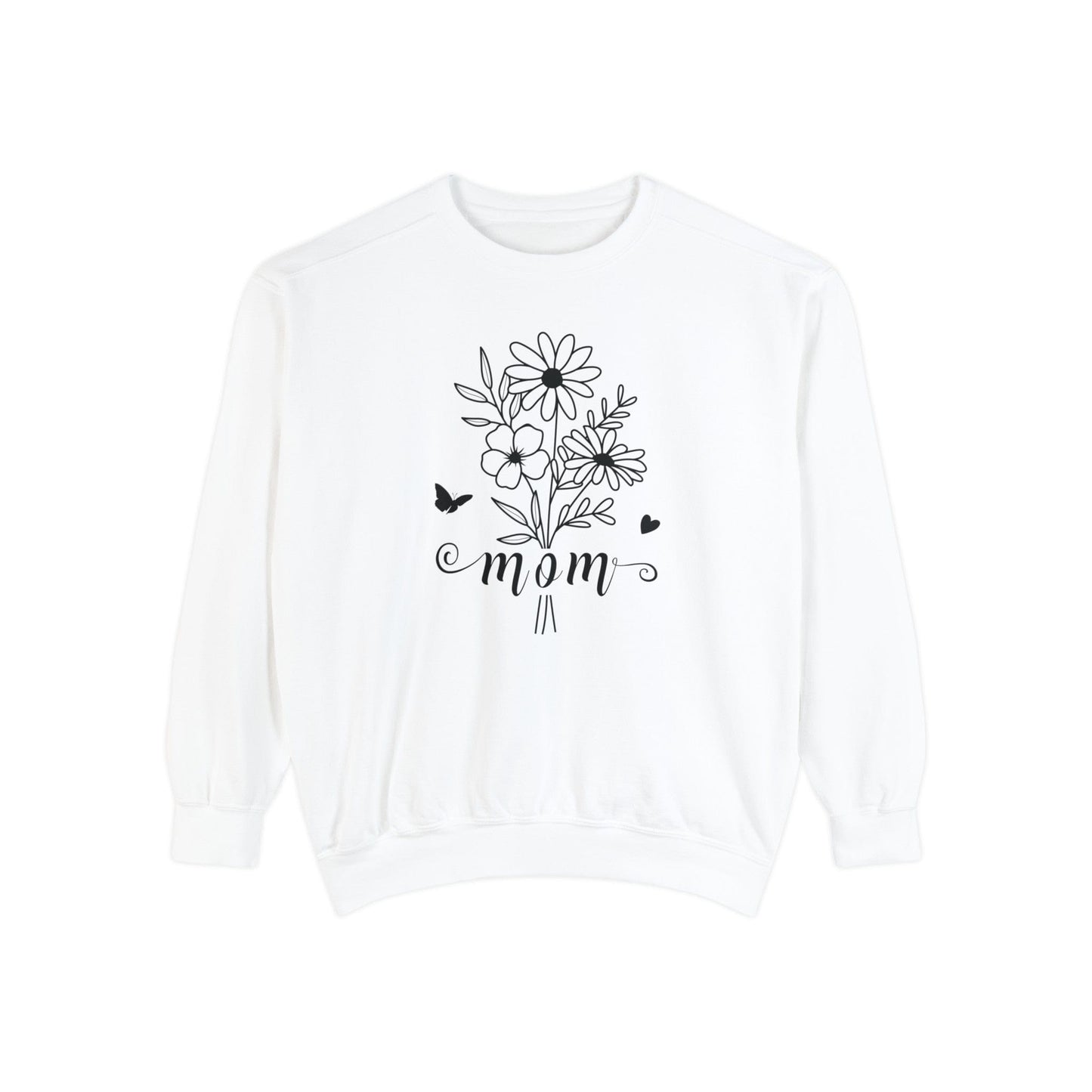 Minimalist Mom Floral Outline - Premium Sweatshirt Sweatshirt White / S