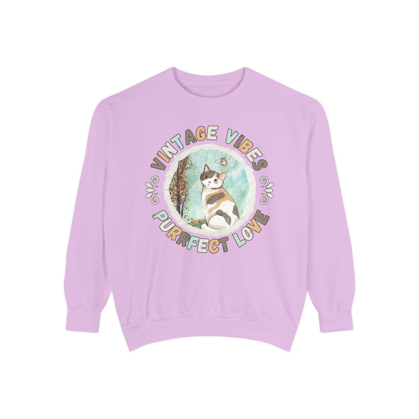 Vintage Vibes Calico Cat Lover Sweatshirt Sweatshirt Orchid / S