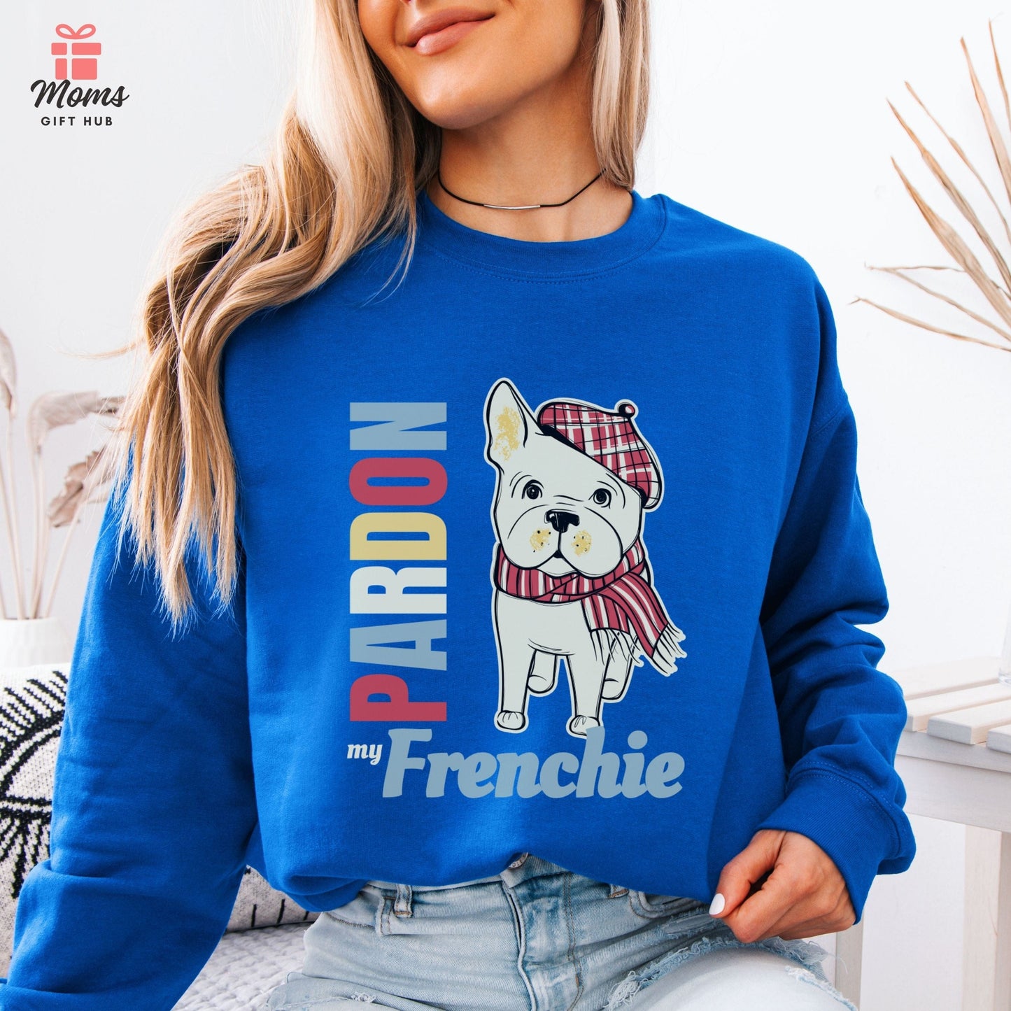 Pardon My Frenchie Sweatshirt, Funny French Bulldog Pun Retro Graphic Shirt for Dog Lovers Sweatshirt Royal / S