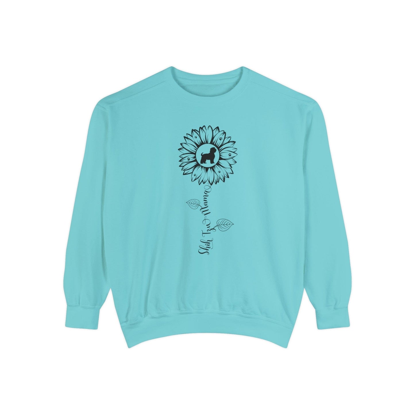 Shih Tzu Mama Sunflower Sweatshirt Sweatshirt Chalky Mint / S
