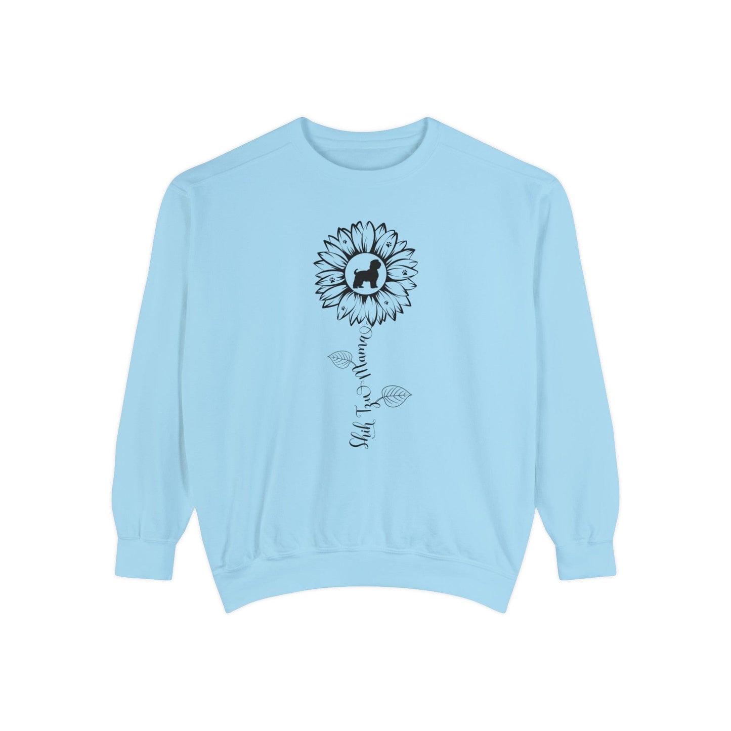 Shih Tzu Mama Sunflower Sweatshirt Sweatshirt Chambray / S