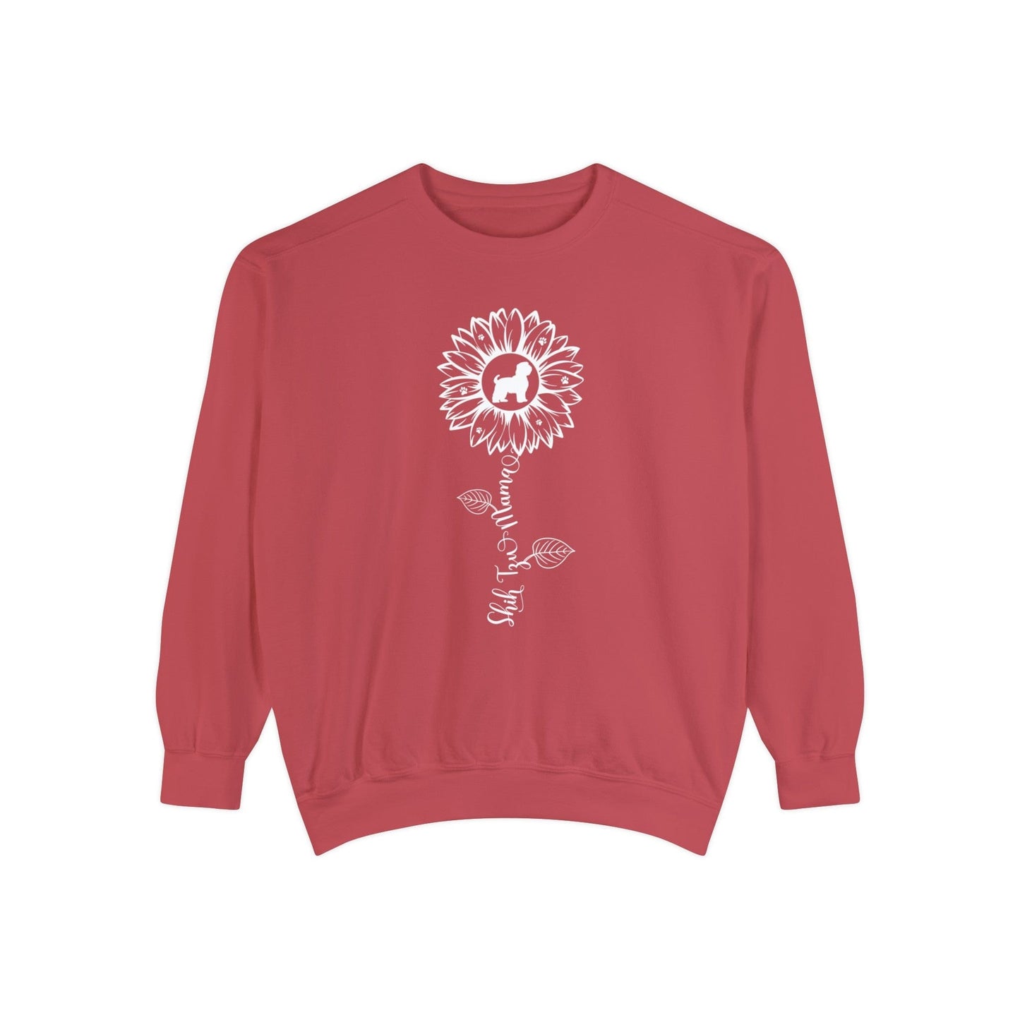 Shih Tzu Mama Sunflower Sweatshirt Sweatshirt Crimson / S