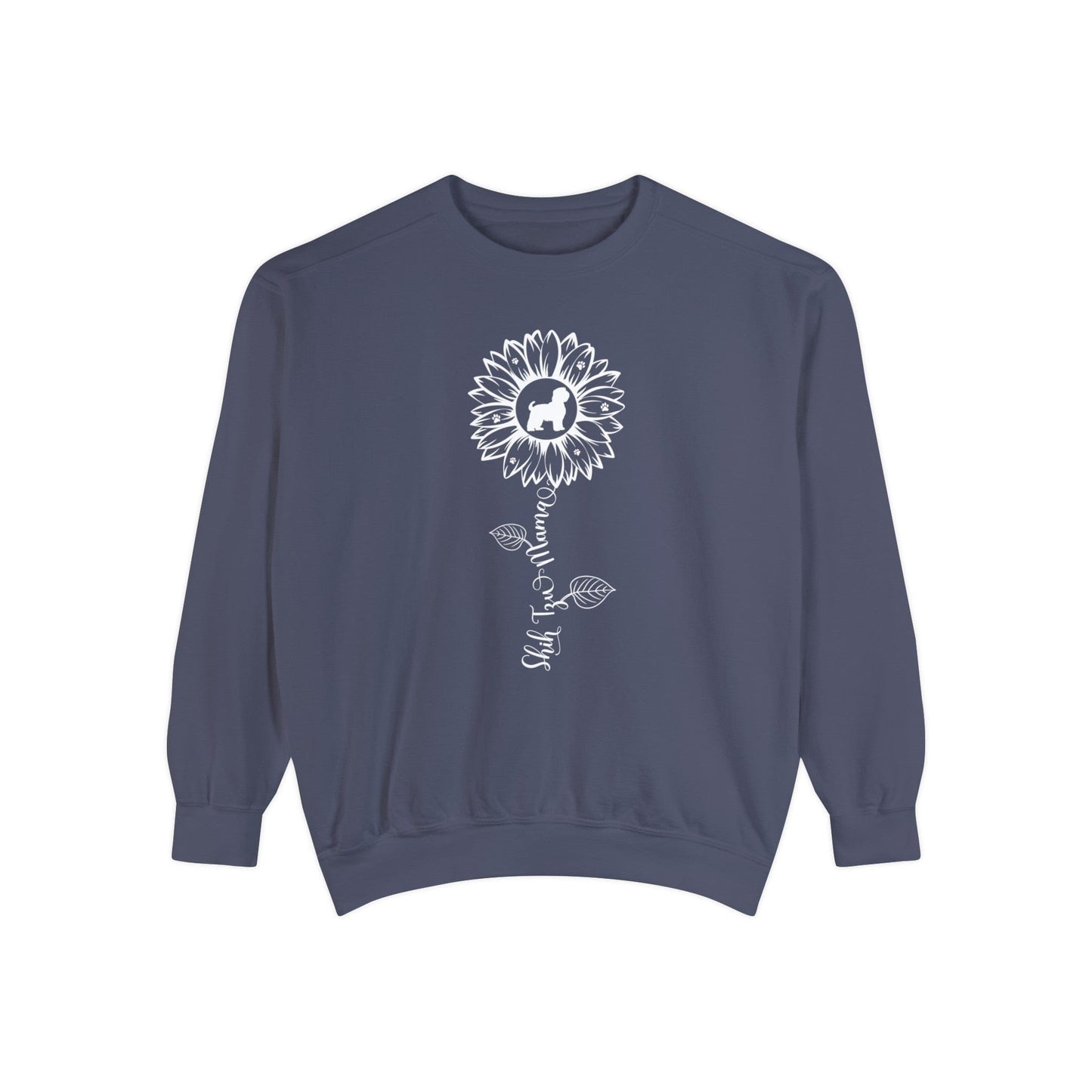 Shih Tzu Mama Sunflower Sweatshirt Sweatshirt Denim / S