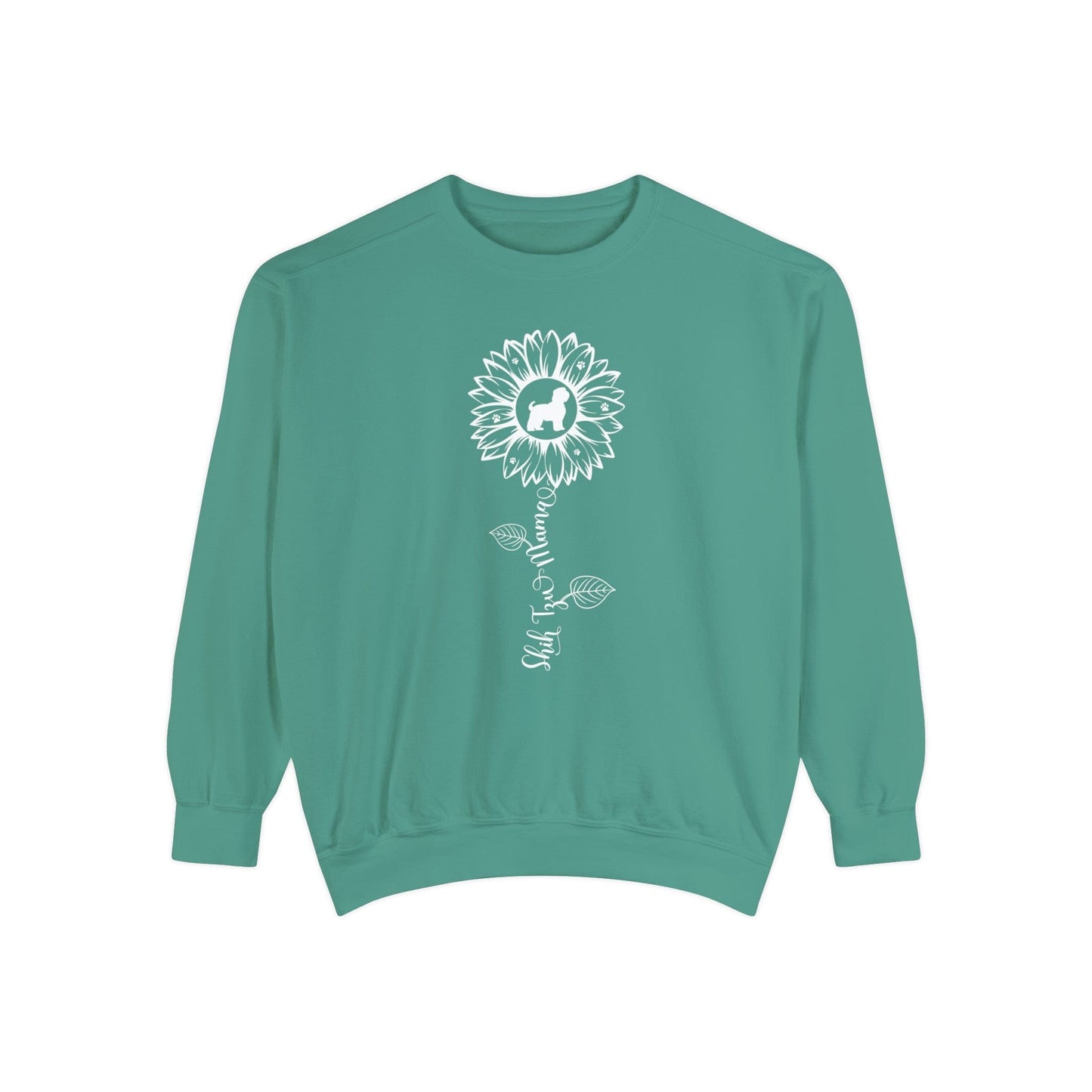 Shih Tzu Mama Sunflower Sweatshirt Sweatshirt Light Green / S