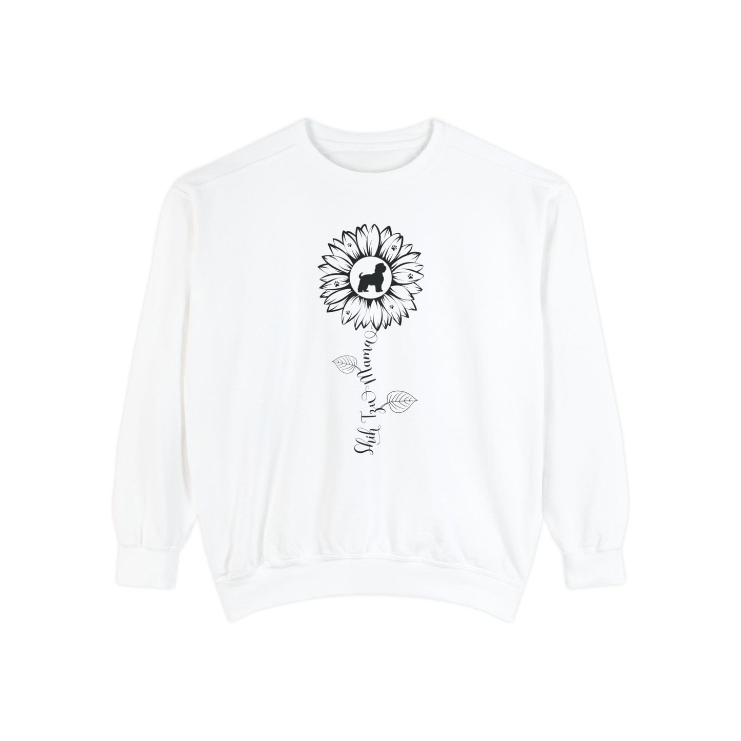 Shih Tzu Mama Sunflower Sweatshirt Sweatshirt White / S
