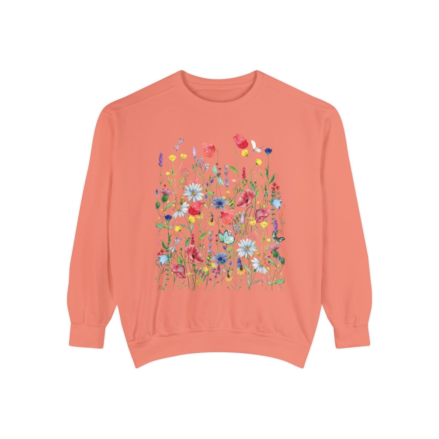 Cottage Core Wildflowers Meadow Graphic - Premium Sweatshirt Sweatshirt Terracotta / S