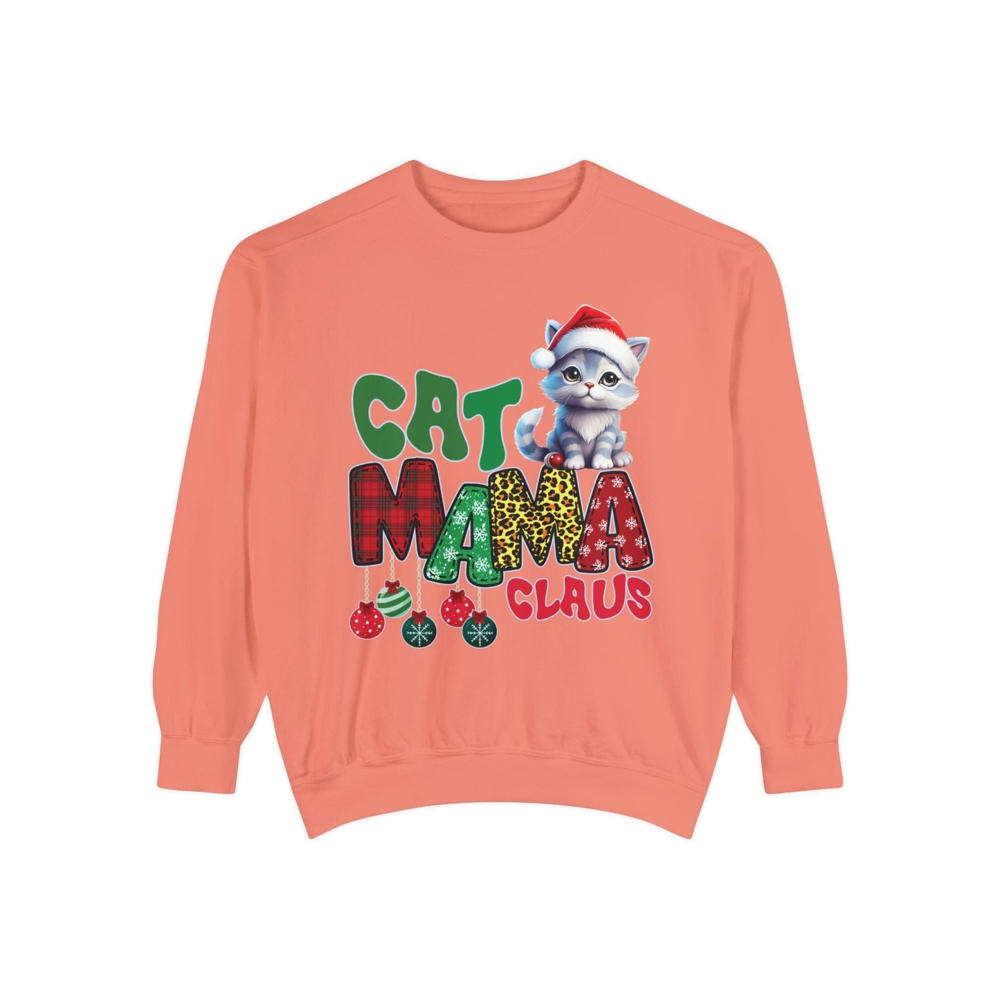 Cute Cat Mama Claus Sweatshirt Sweatshirt Terracotta / S