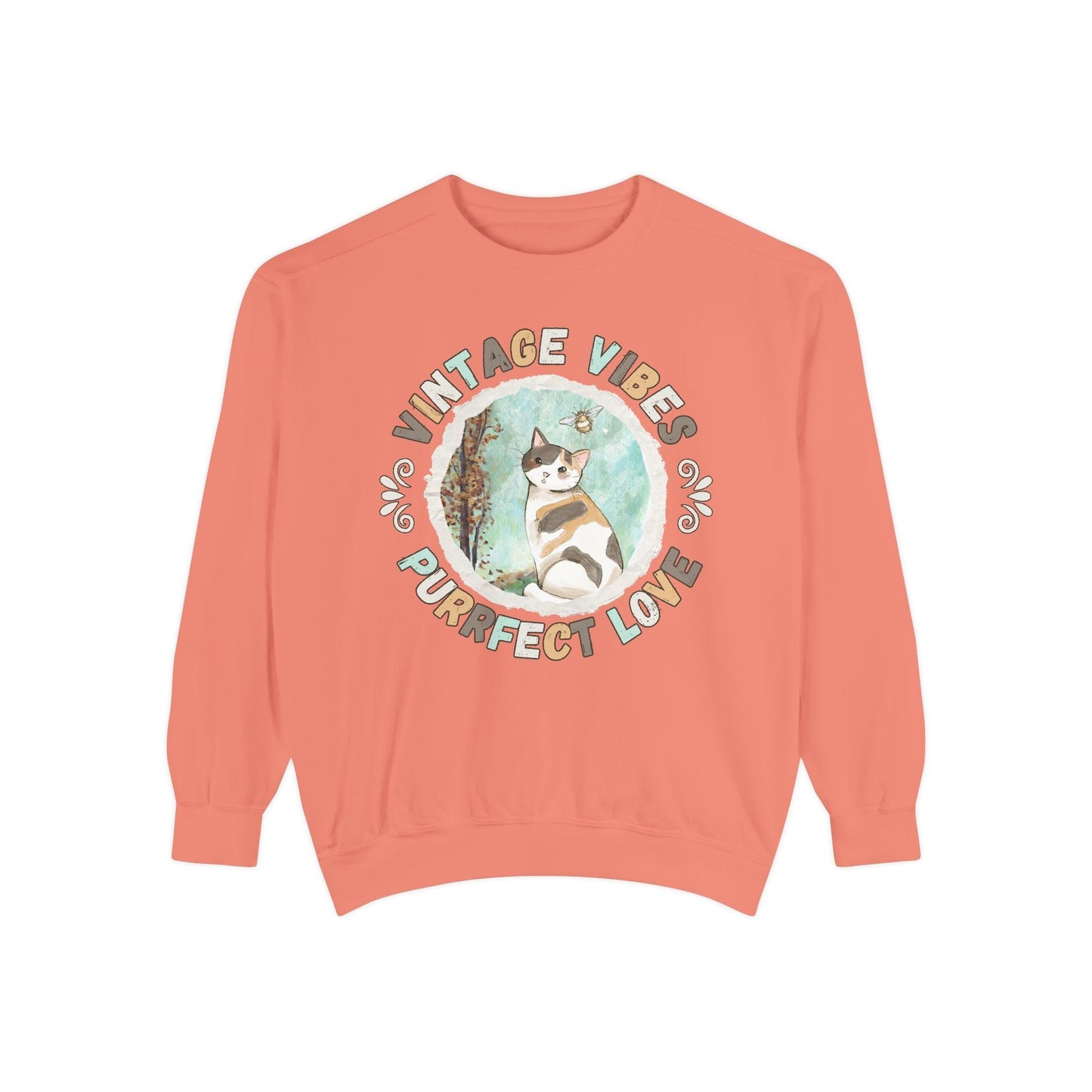 Vintage Vibes Calico Cat Lover Sweatshirt Sweatshirt Terracotta / S