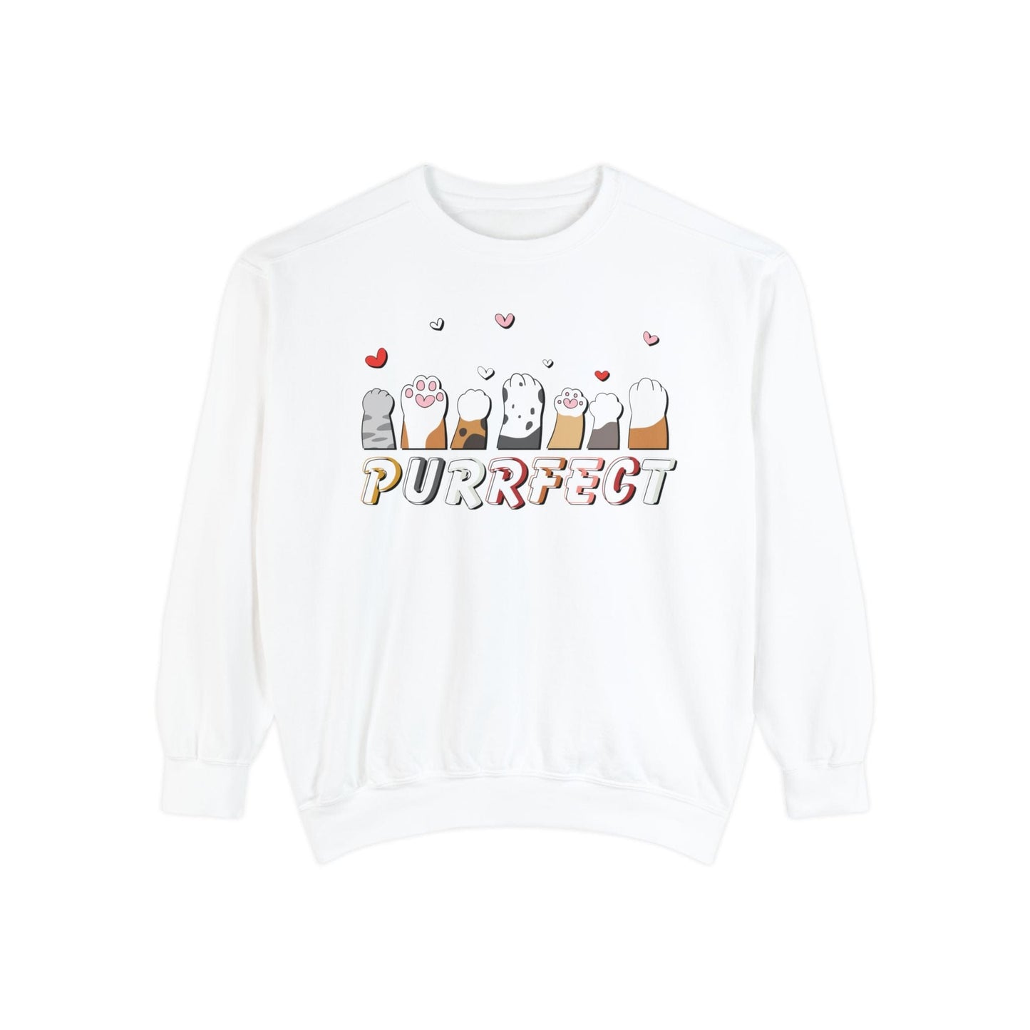 Purrfect Cat Lover Sweatshirt Sweatshirt White / S