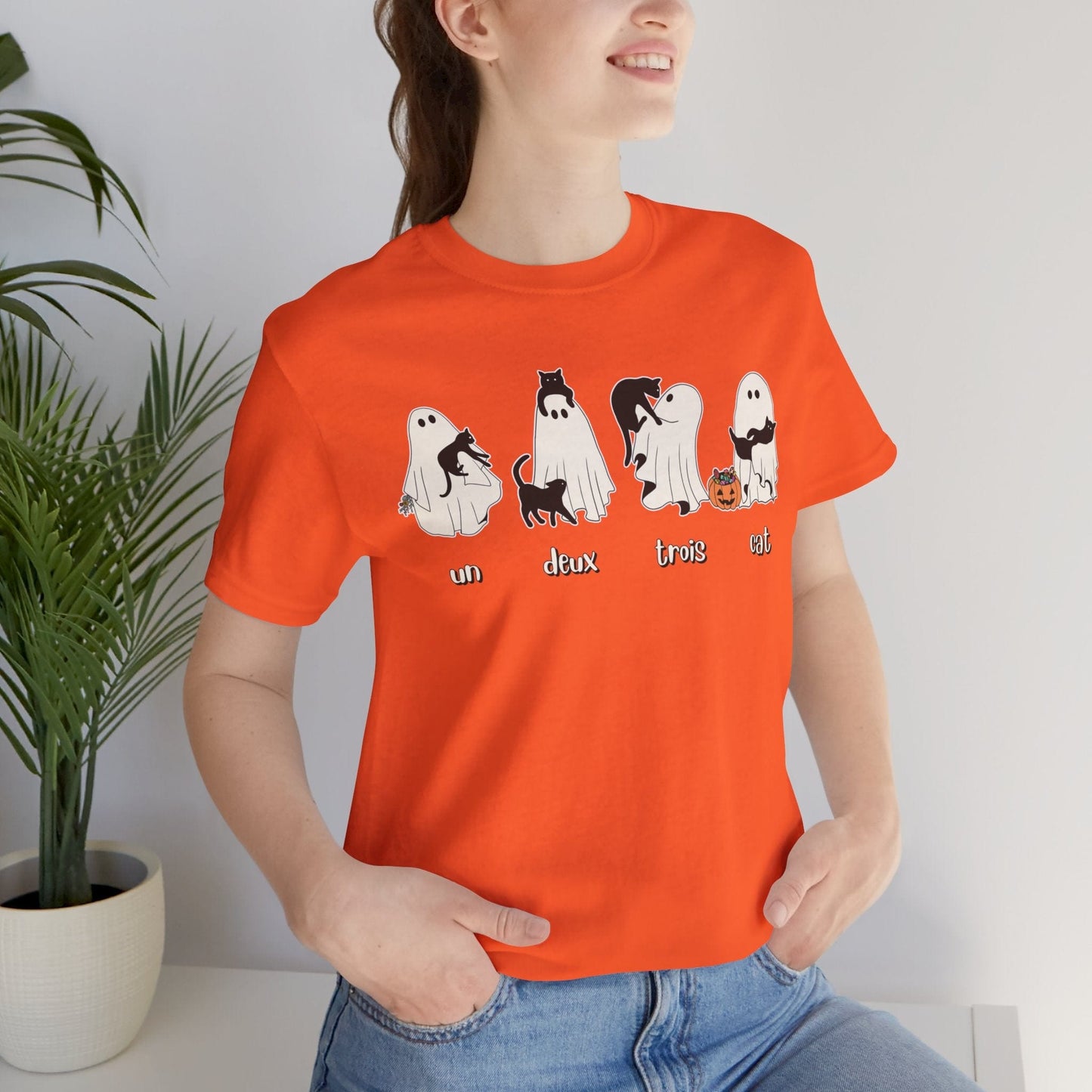 Halloween Ghost Cat Lover Tee T-Shirt