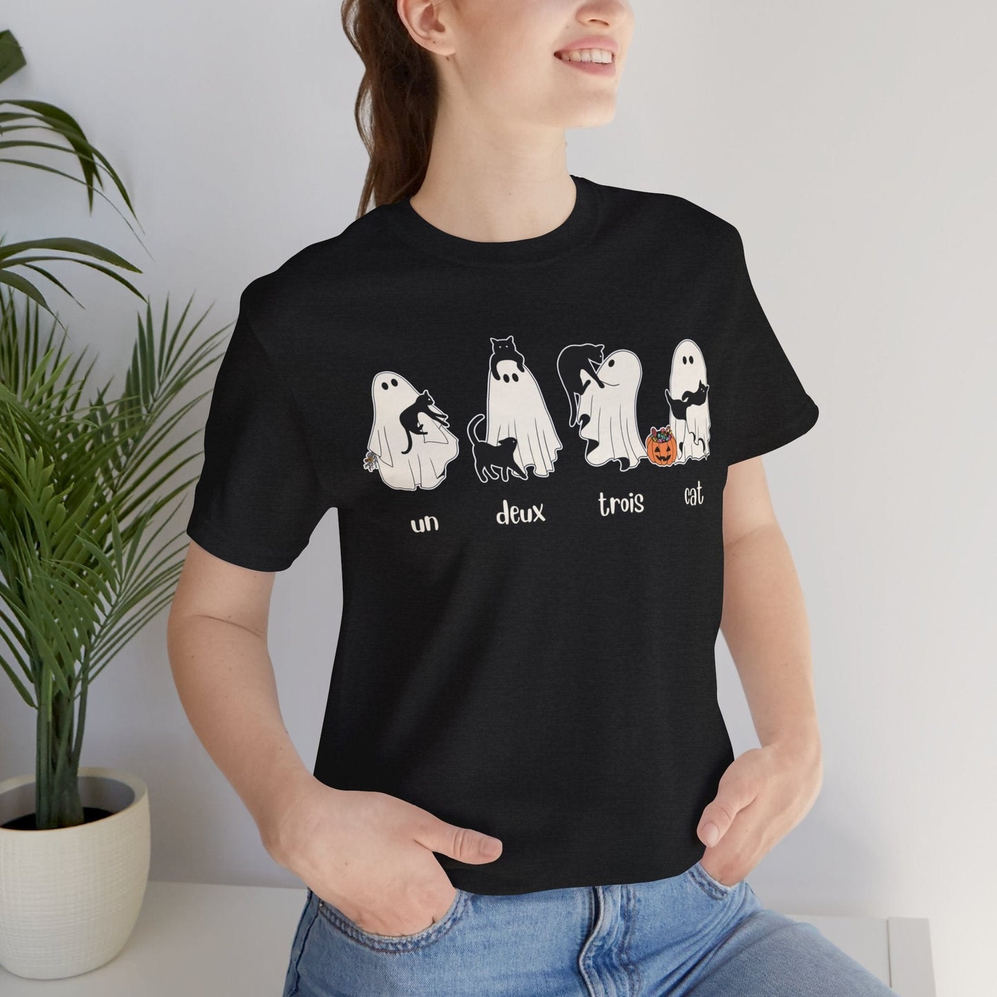 Halloween Ghost Cat Lover Tee T-Shirt