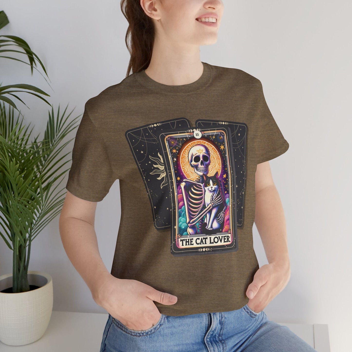 The Cat Lover Tarot Card Skeleton Tee T-Shirt