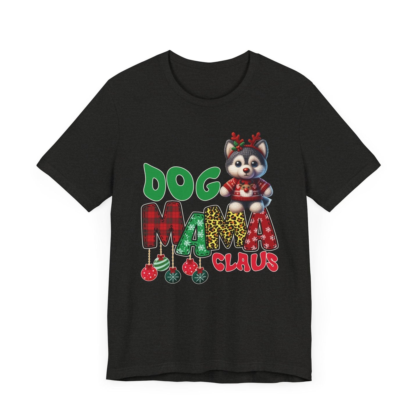 Husky Mama Claus T-Shirt T-Shirt Black Heather / S