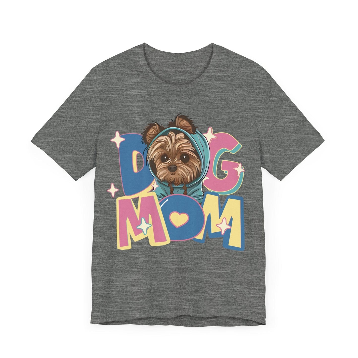 Cute Yorkie in Hoodie Dog Mom Tee T-Shirt Deep Heather / S