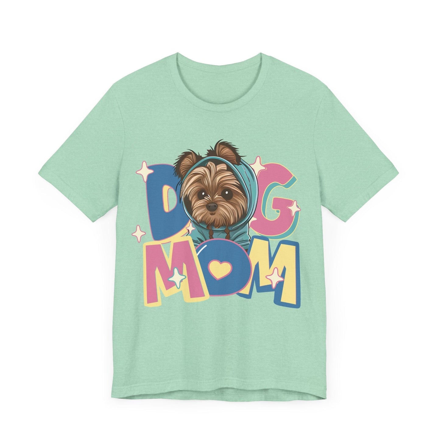 Cute Yorkie in Hoodie Dog Mom Tee T-Shirt Heather Mint / S