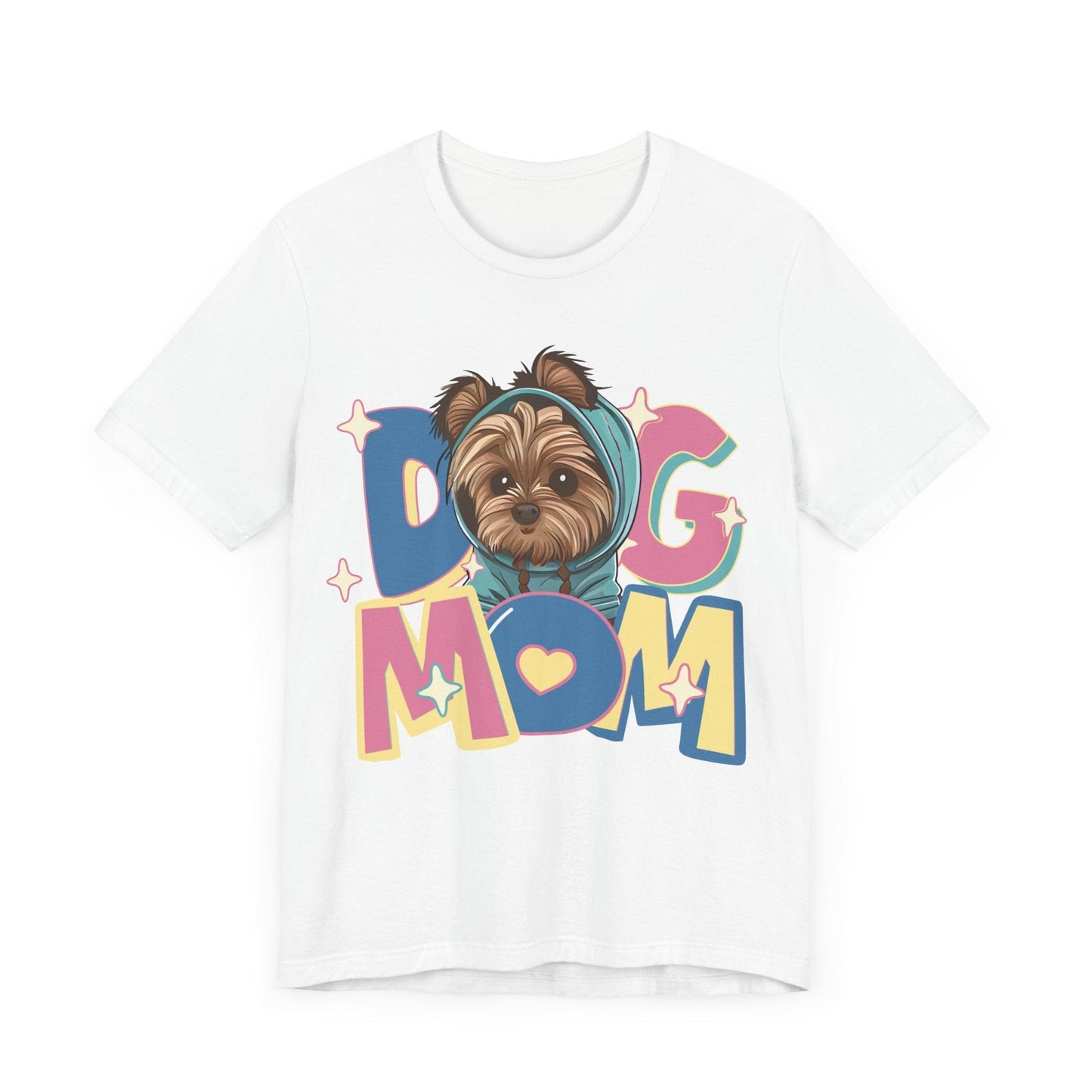 Cute Yorkie in Hoodie Dog Mom Tee T-Shirt White / S