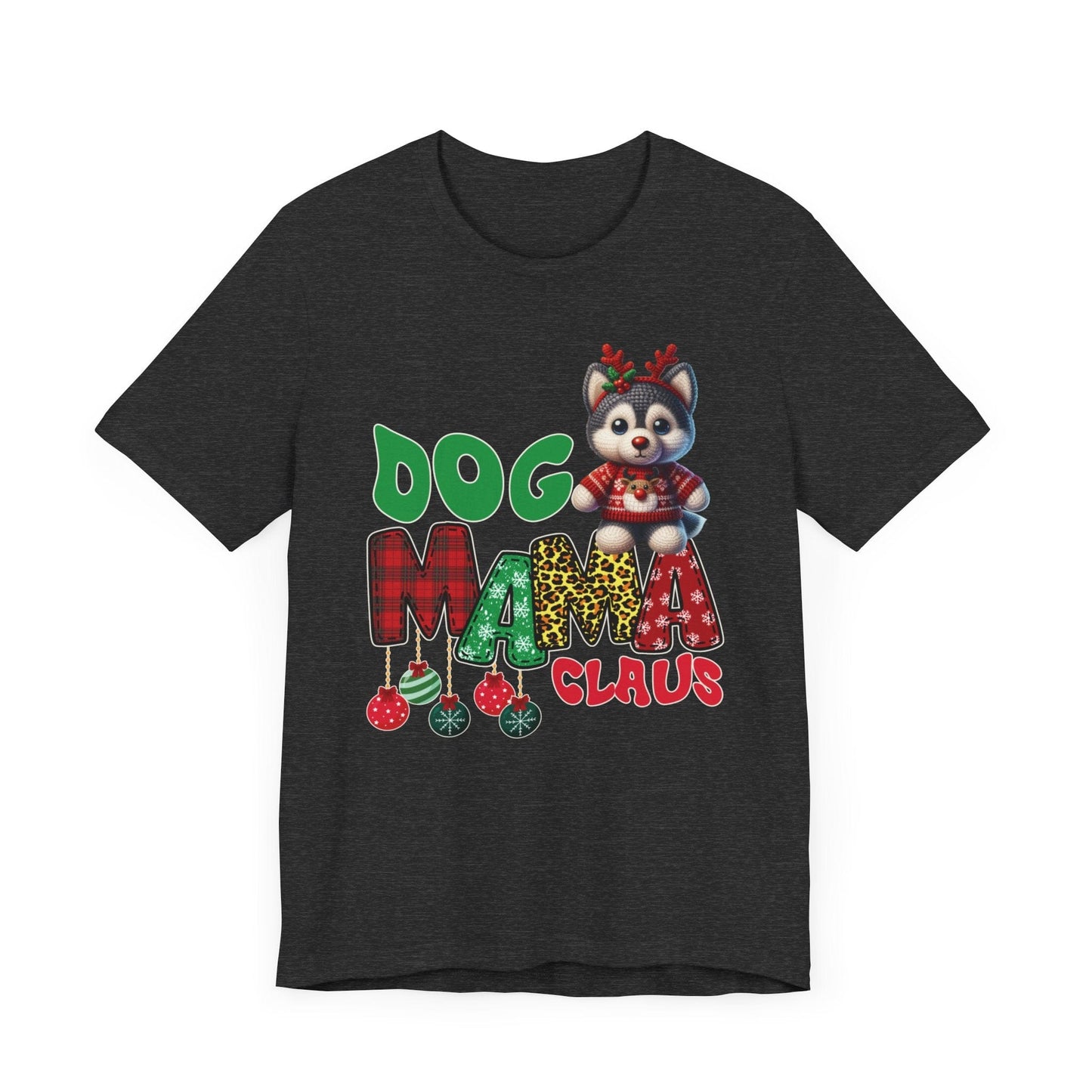 Husky Mama Claus T-Shirt T-Shirt Dark Grey Heather / S