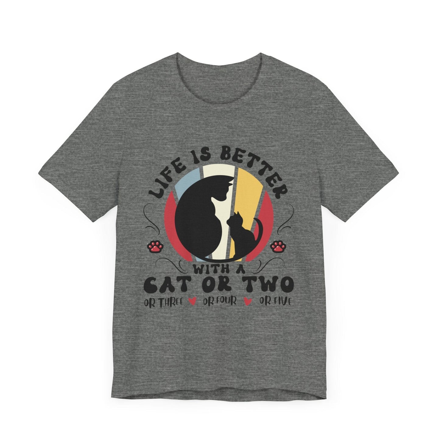 Life is Better with Many Cats Tee T-Shirt Deep Heather / S