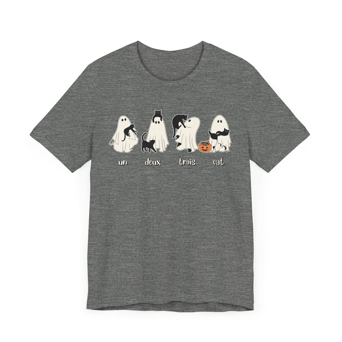 Halloween Ghost Cat Lover Tee T-Shirt Deep Heather / S