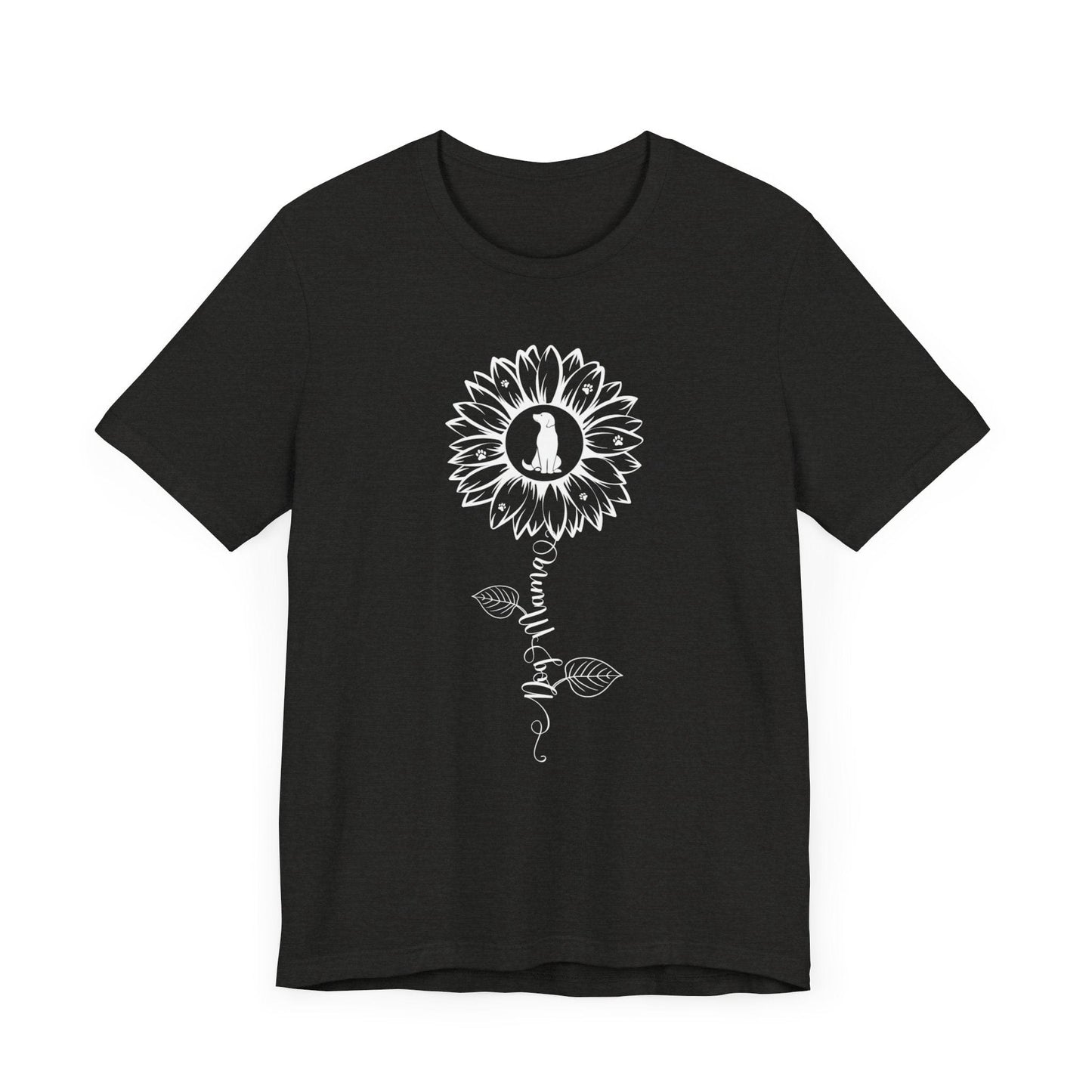 Dog Mama Sunflower T-Shirt T-Shirt Black Heather / S