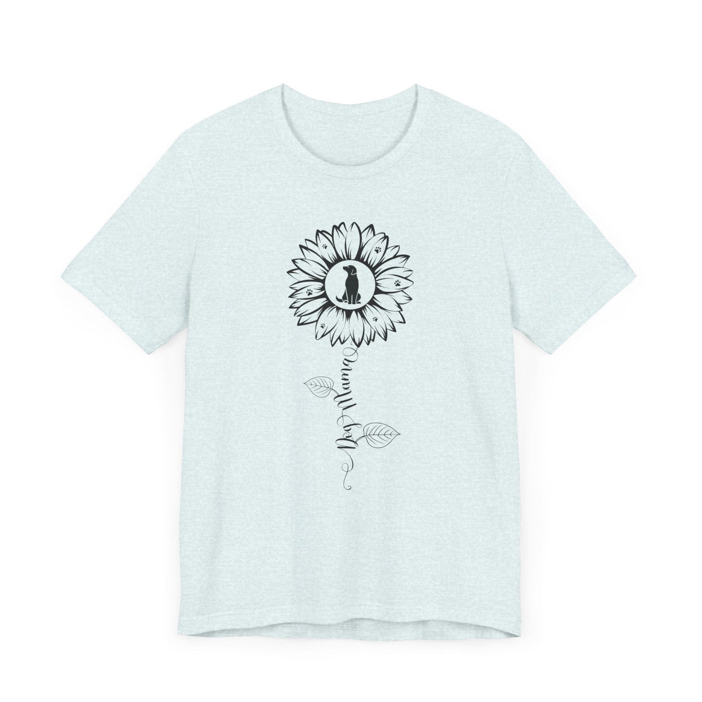 Dog Mama Sunflower T-Shirt T-Shirt Heather Ice Blue / S