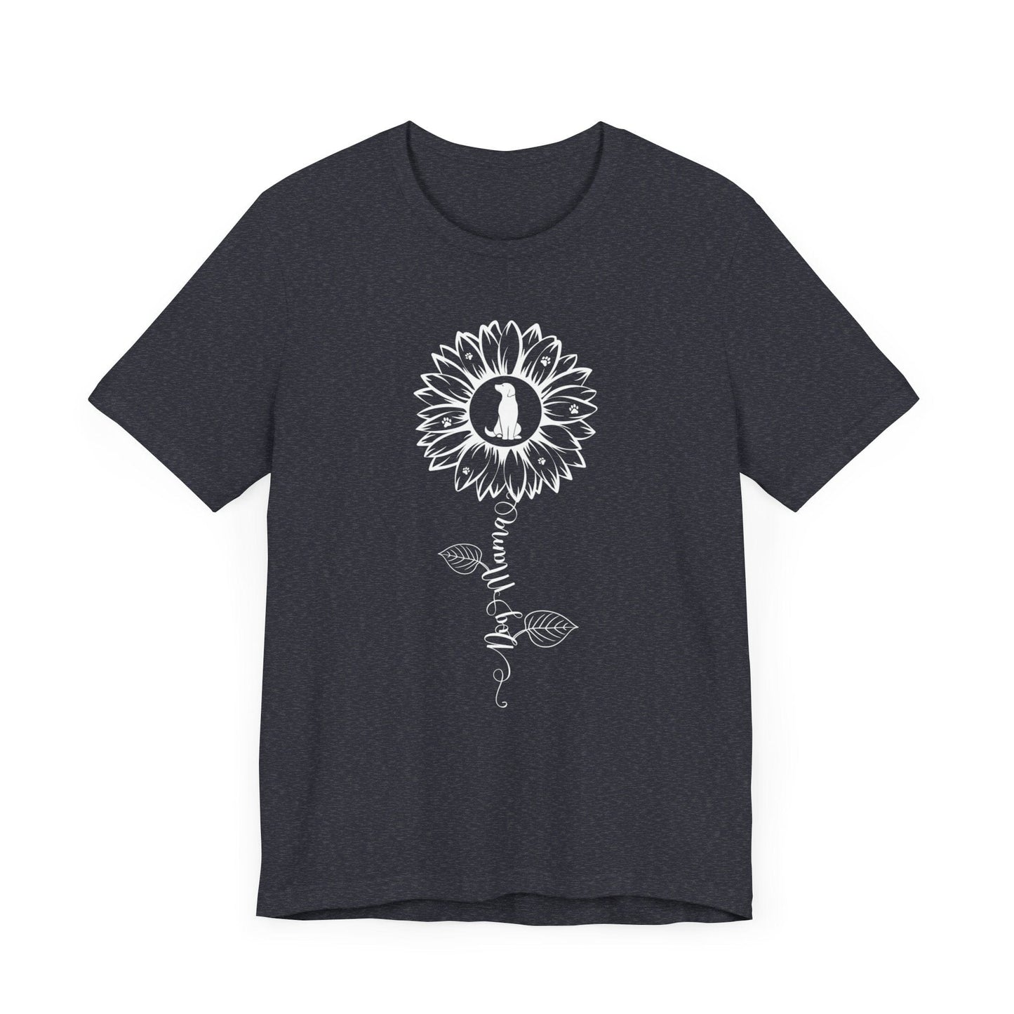Dog Mama Sunflower T-Shirt T-Shirt Heather Navy / S