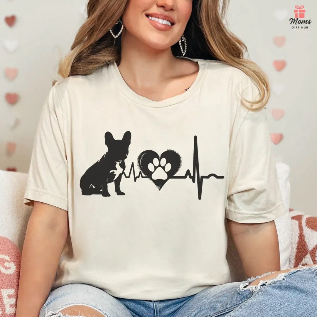 Frenchie Love Outline Graphic Tee T-Shirt