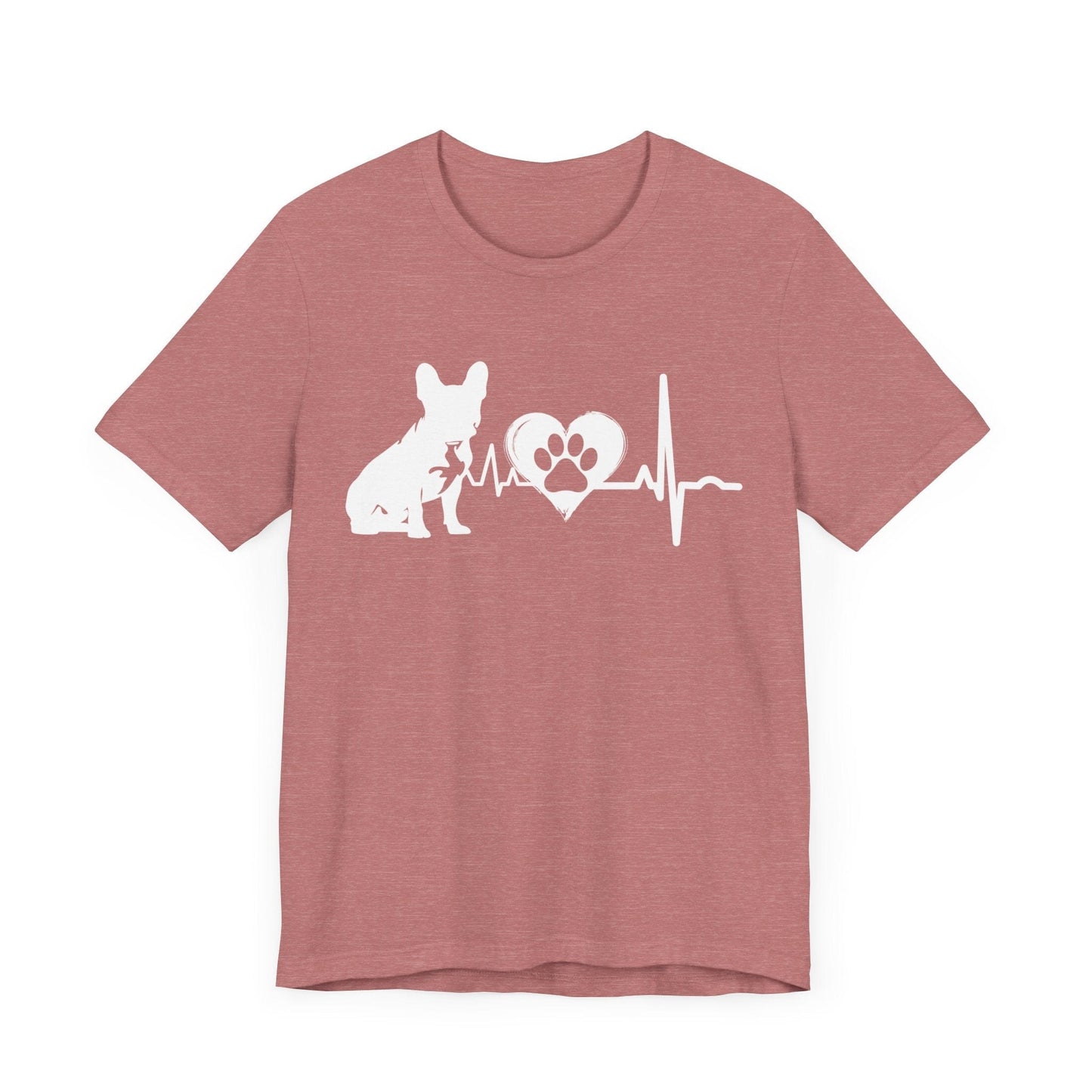 Frenchie Love Outline Graphic Tee T-Shirt Heather Mauve / S