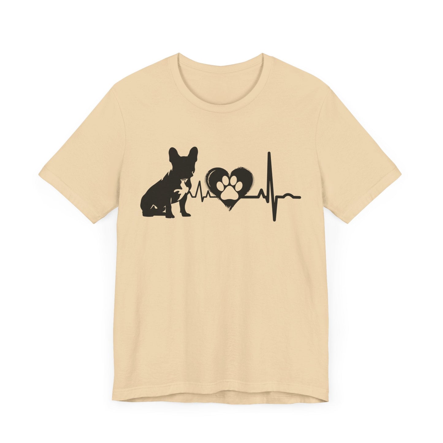 Frenchie Love Outline Graphic Tee T-Shirt Soft Cream / S