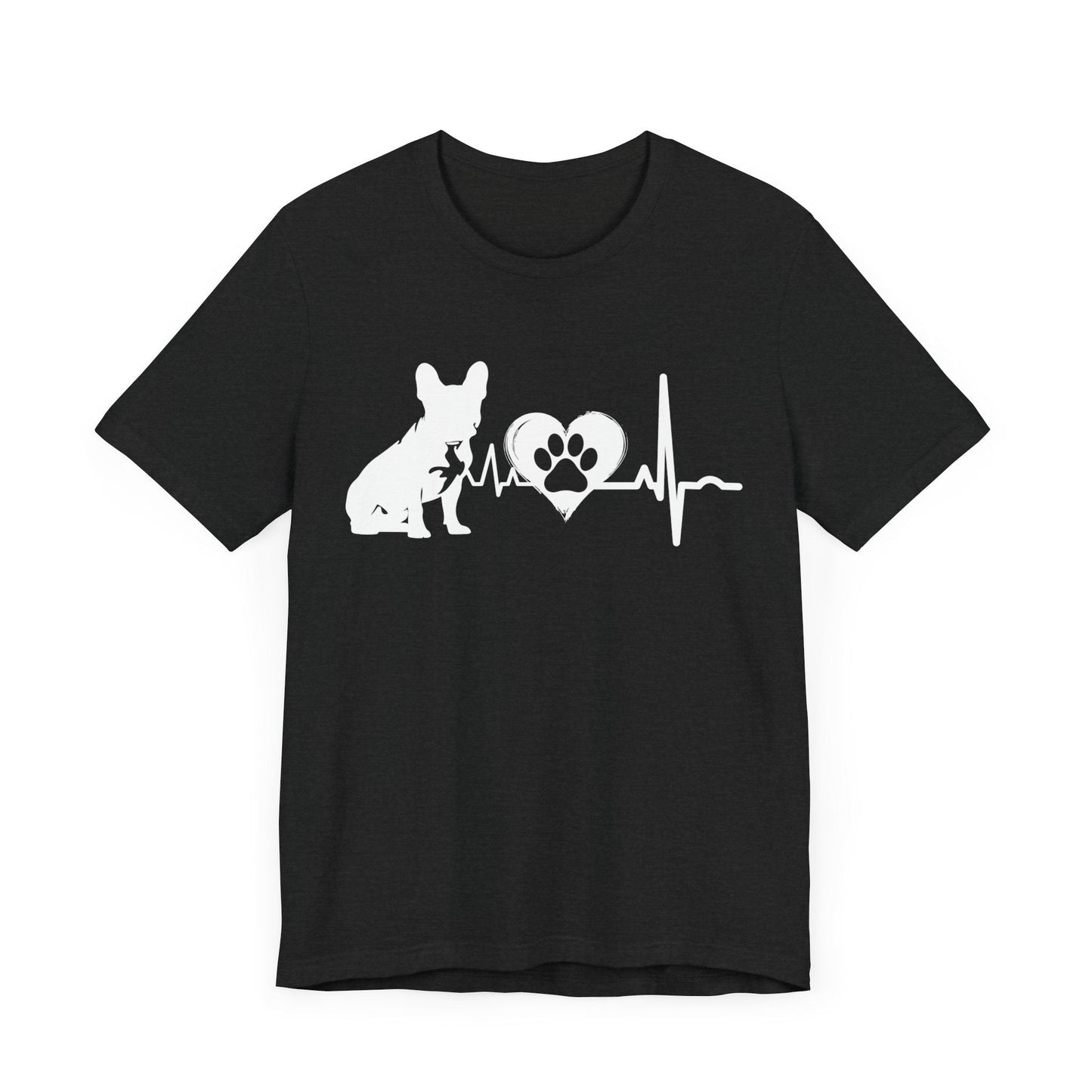 Frenchie Love Outline Graphic Tee T-Shirt Solid Black Blend / S