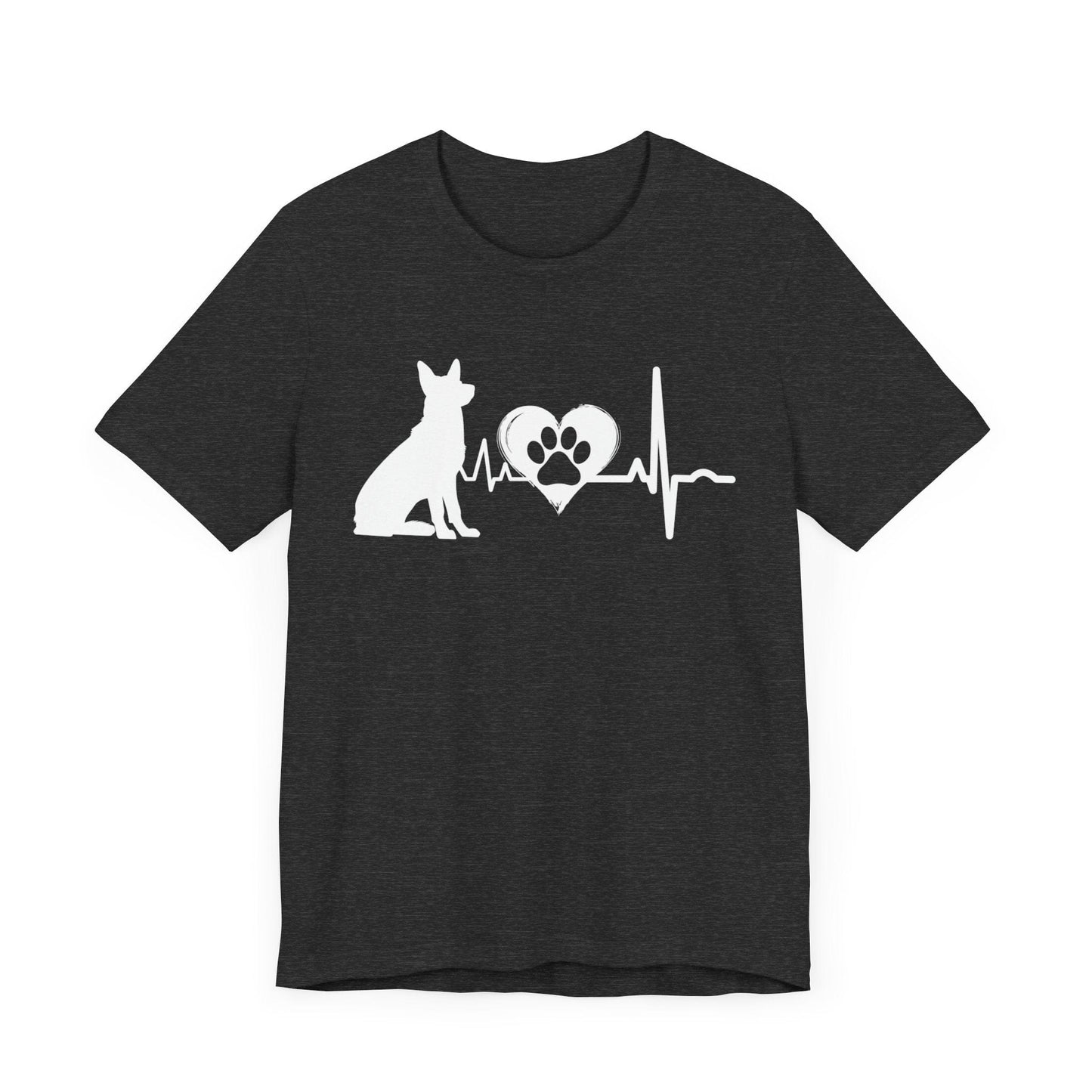 German Shepherd Love Outline Graphic Tee T-Shirt Dark Grey Heather / S