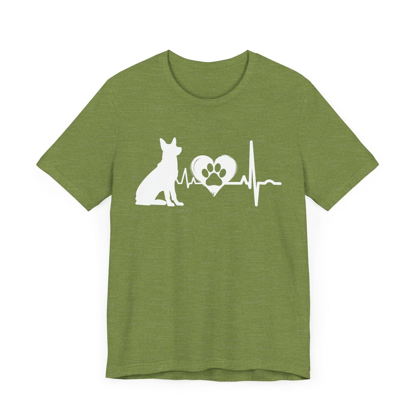 German Shepherd Love Outline Graphic Tee T-Shirt Heather Green / S